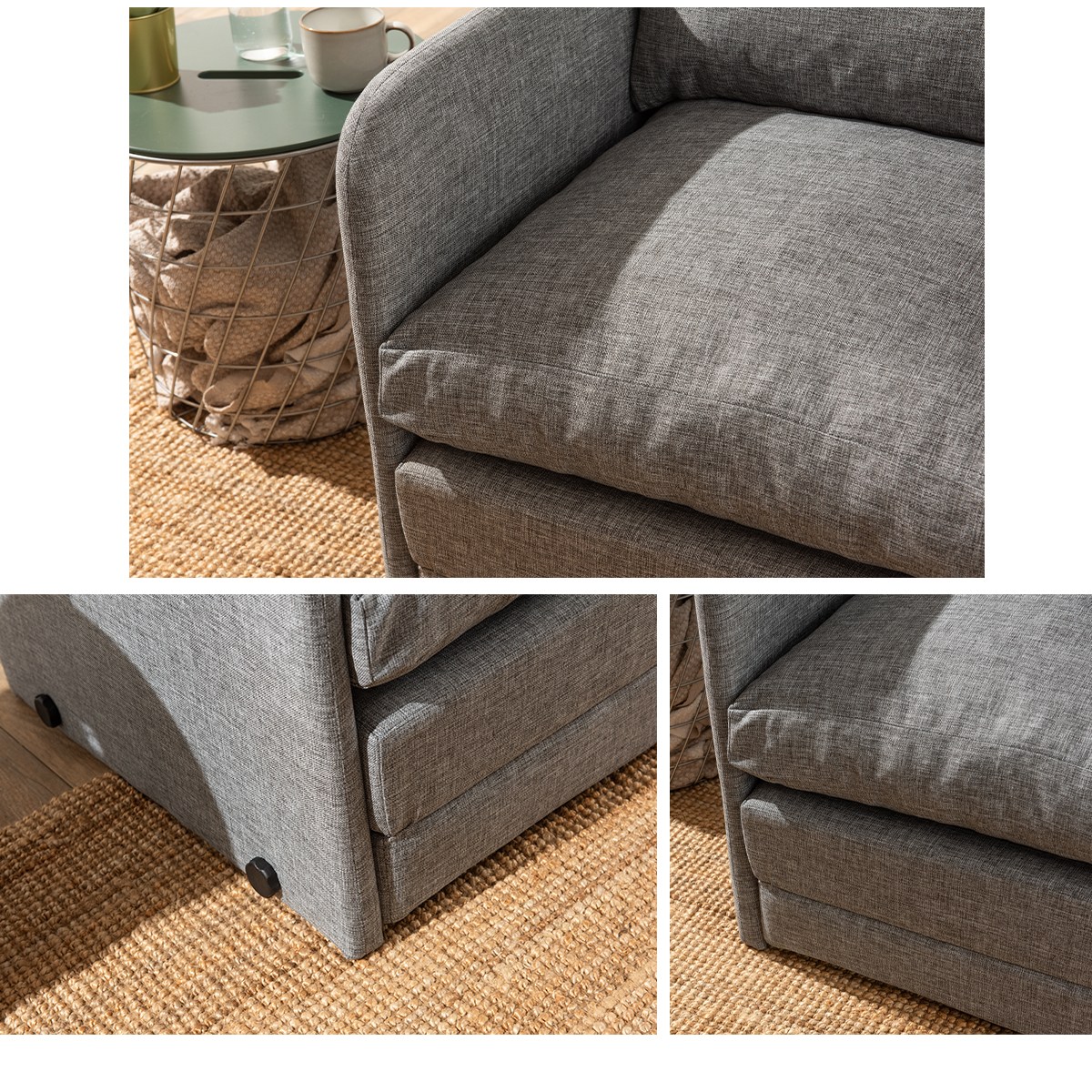 Saga Sofa Bed 1-seater Light Grey