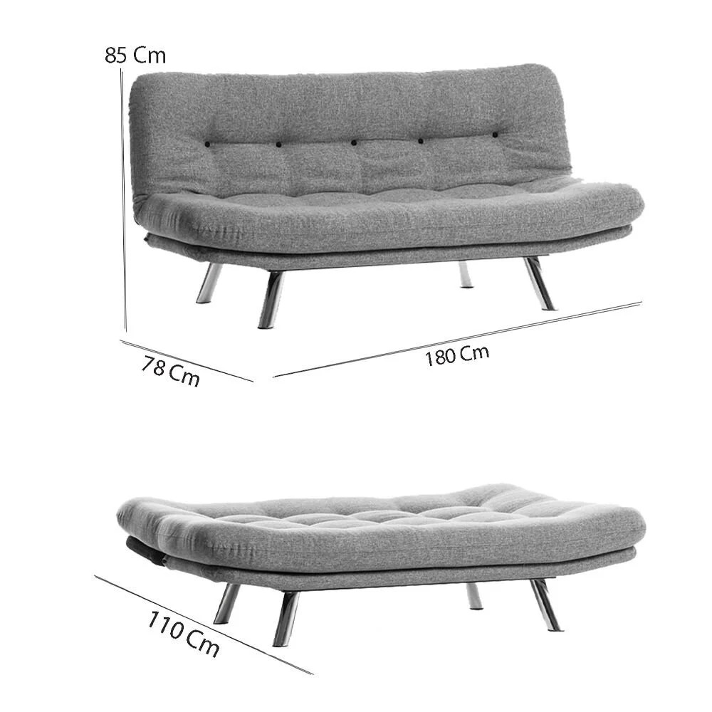 Misa Small Sofa Bed 3-seater Light Grey