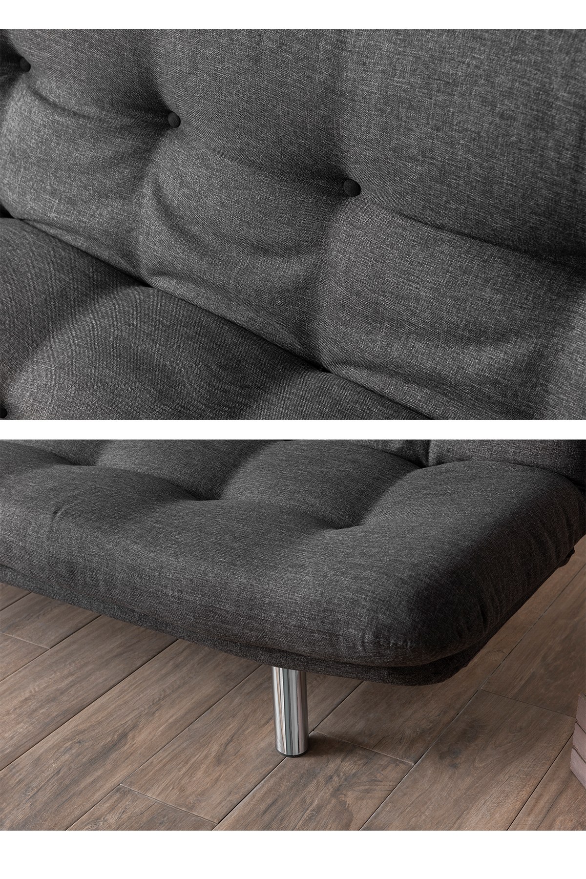 Misa Small Sofa Bed 3-seater Dark Grey