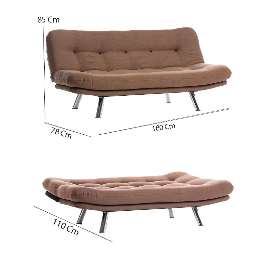 Misa Small Sofa Bed 3-seater Light Brown