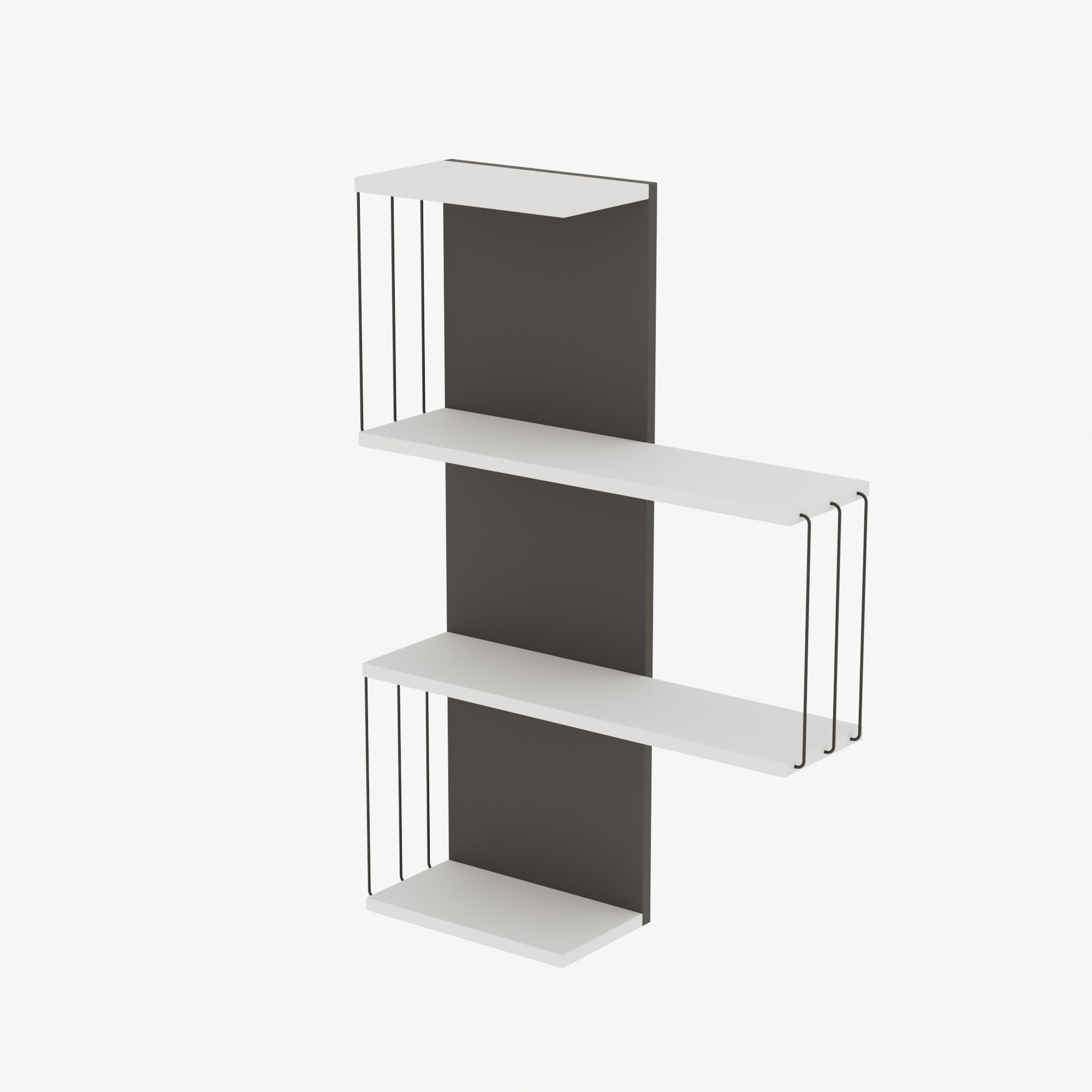 Cambel Wall shelf Wood veneer White Anthracite