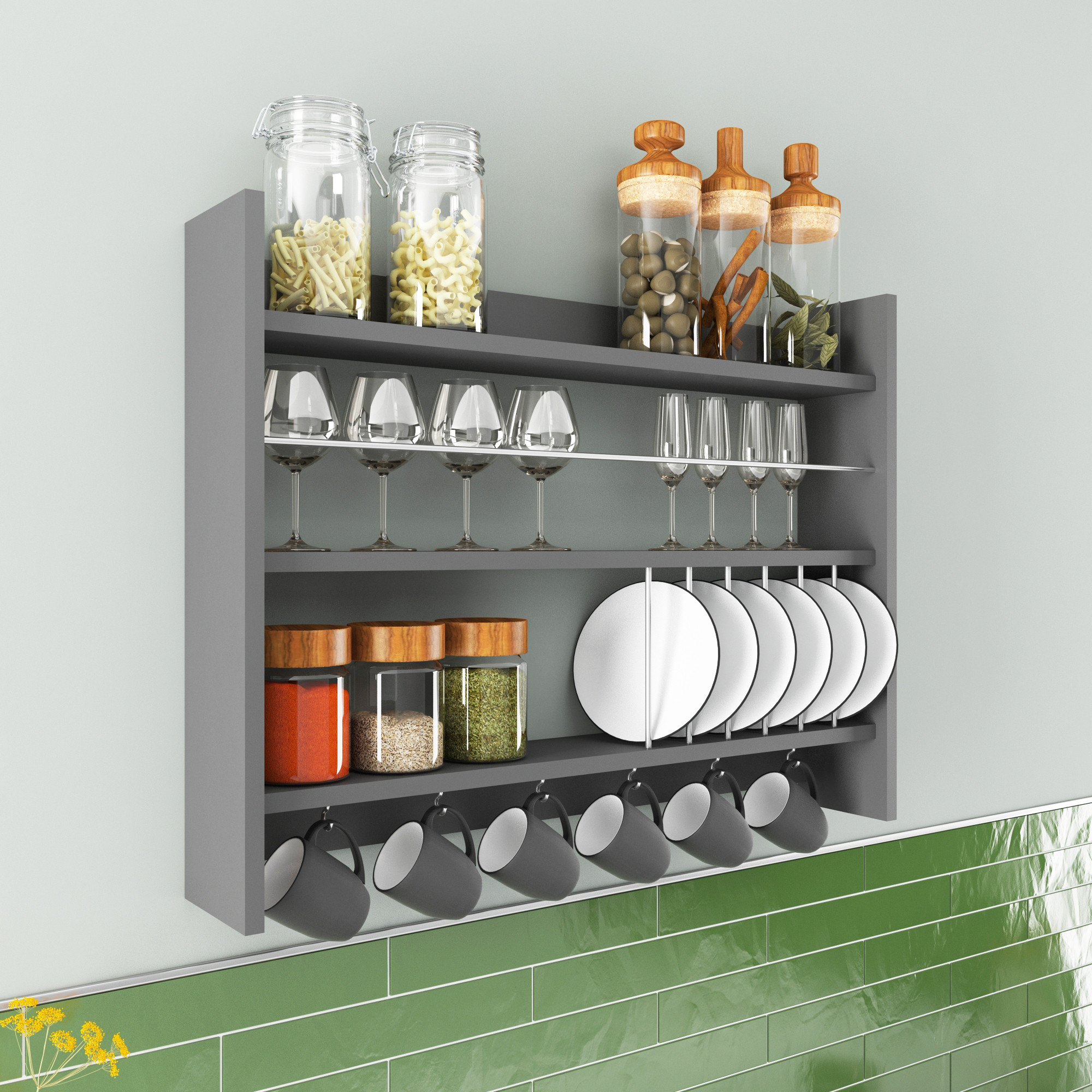 Kolin Scaffale Legno Impiallacciato Antracite