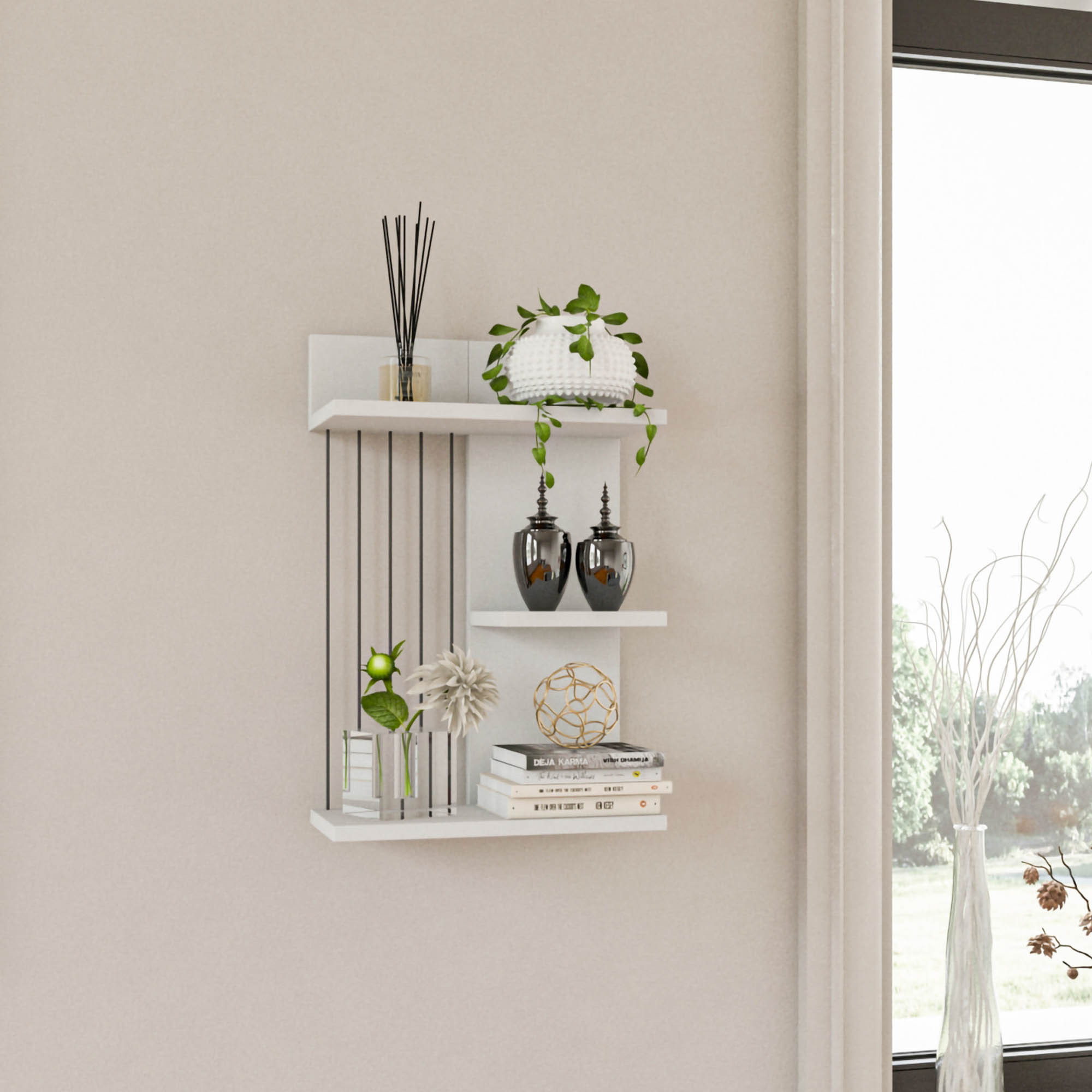 Kinik Wall shelf Wood veneer White