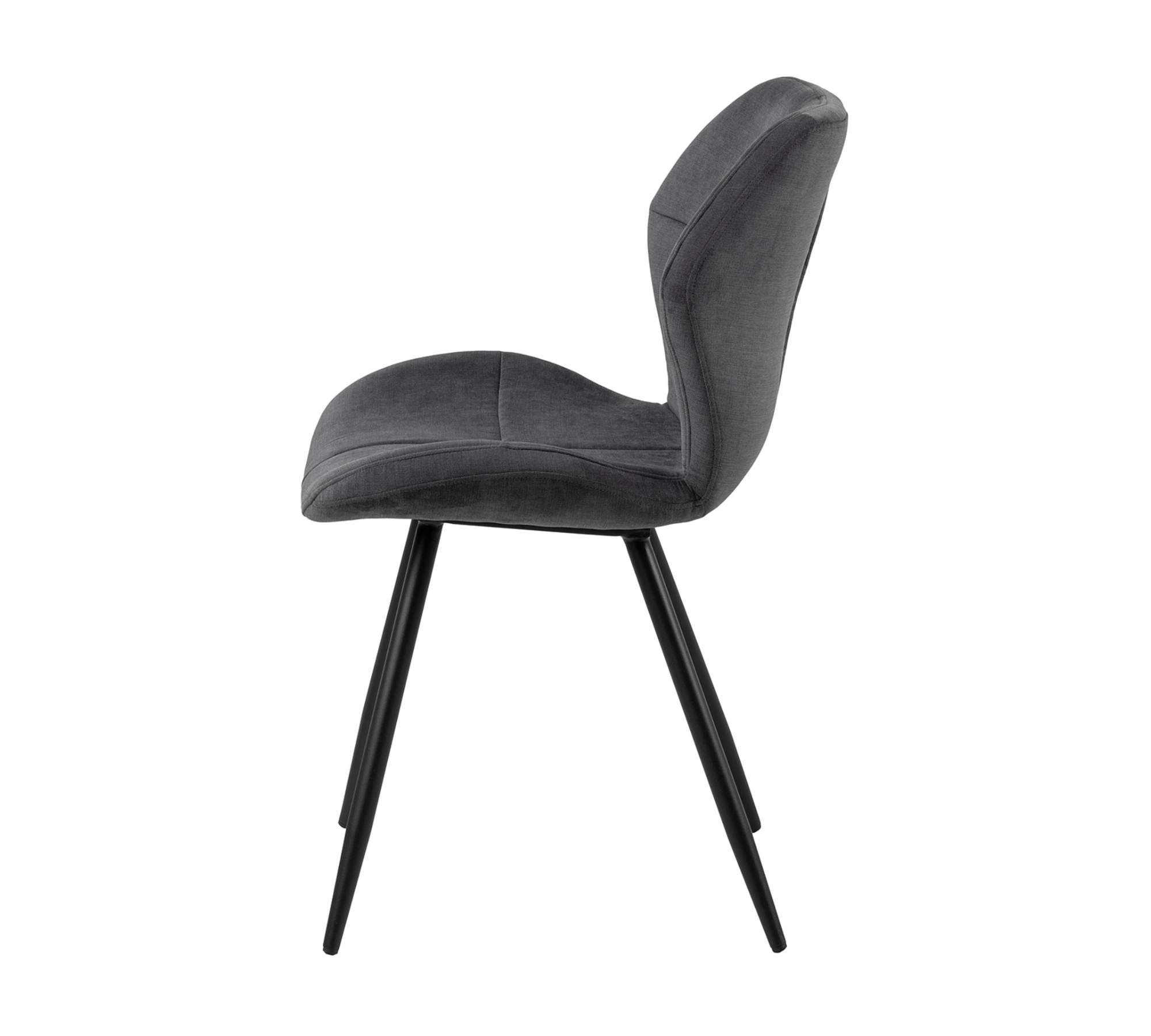 2x Upholstered chair metal fabric black grey
