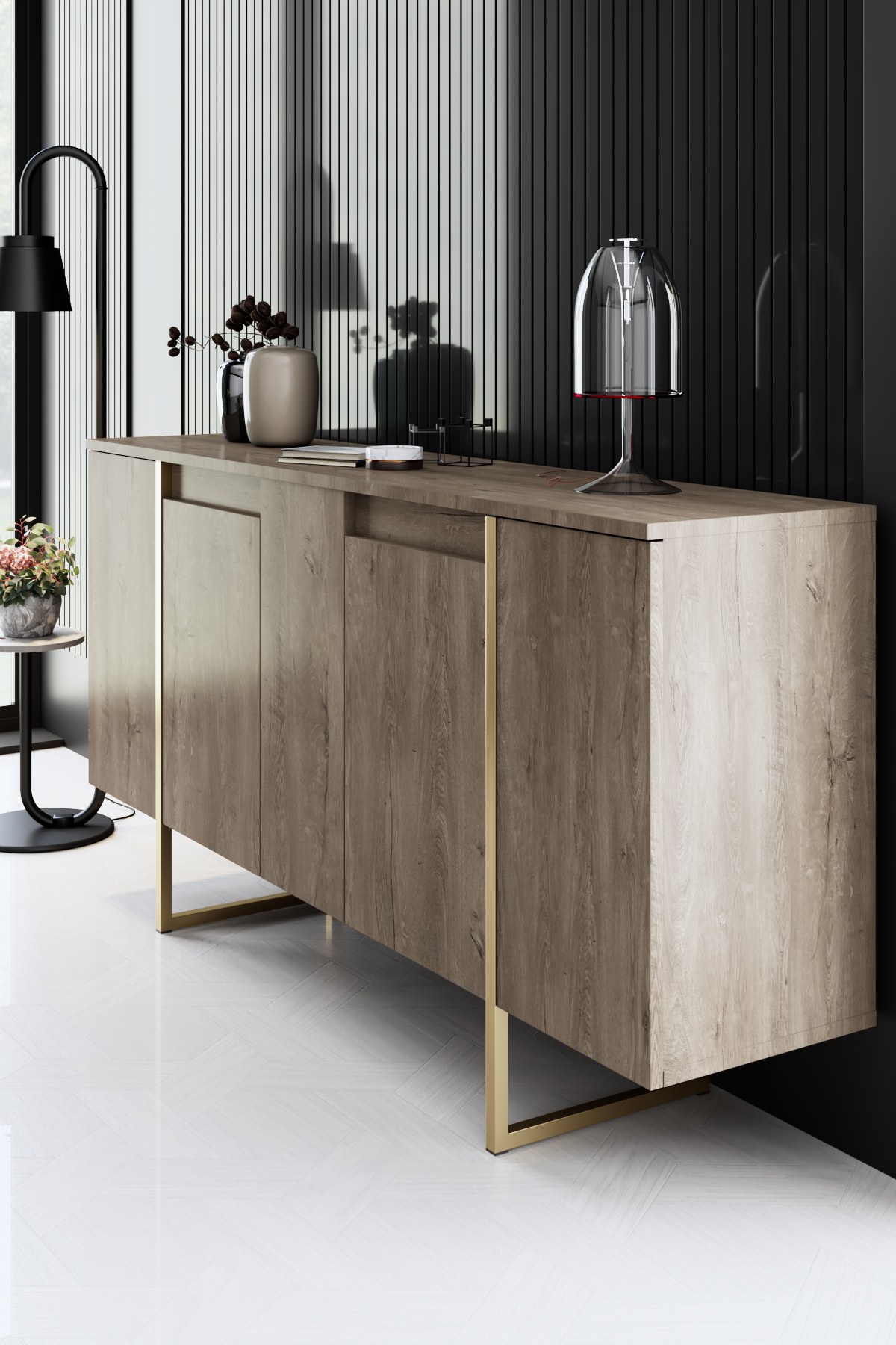 Luxury console veneer gold