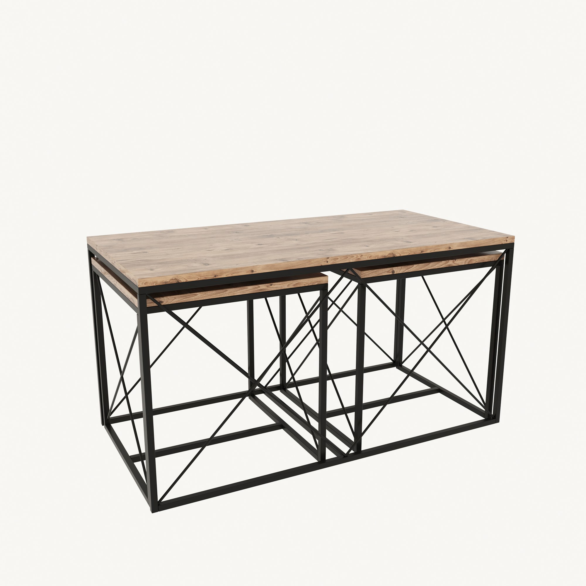 Defne Coffee Table Set Wood Veneer Black