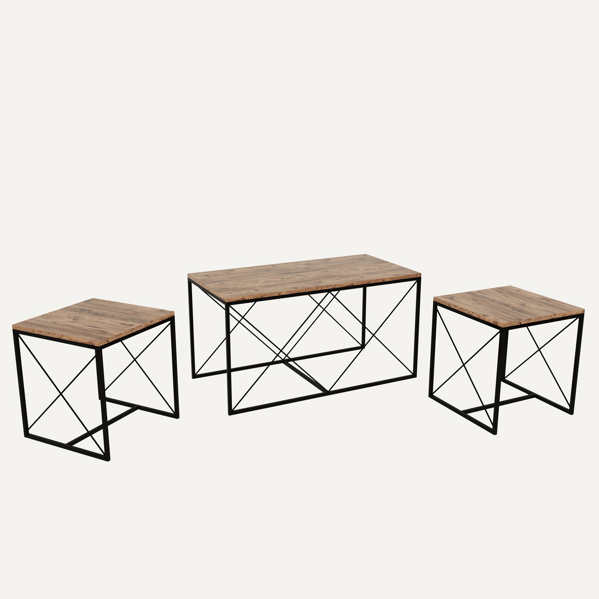 Defne Coffee Table Set Wood Veneer Black