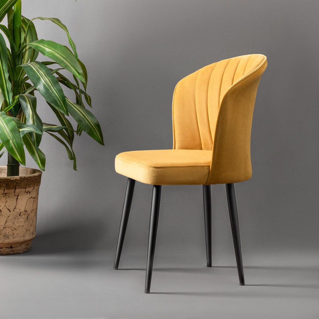 2x Rubi Dining Chair Yellow Black