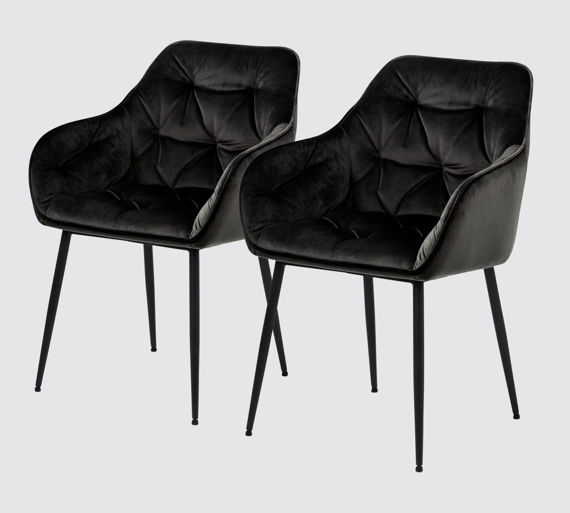 2x Sedia con braccioli velluto grigio-marrone