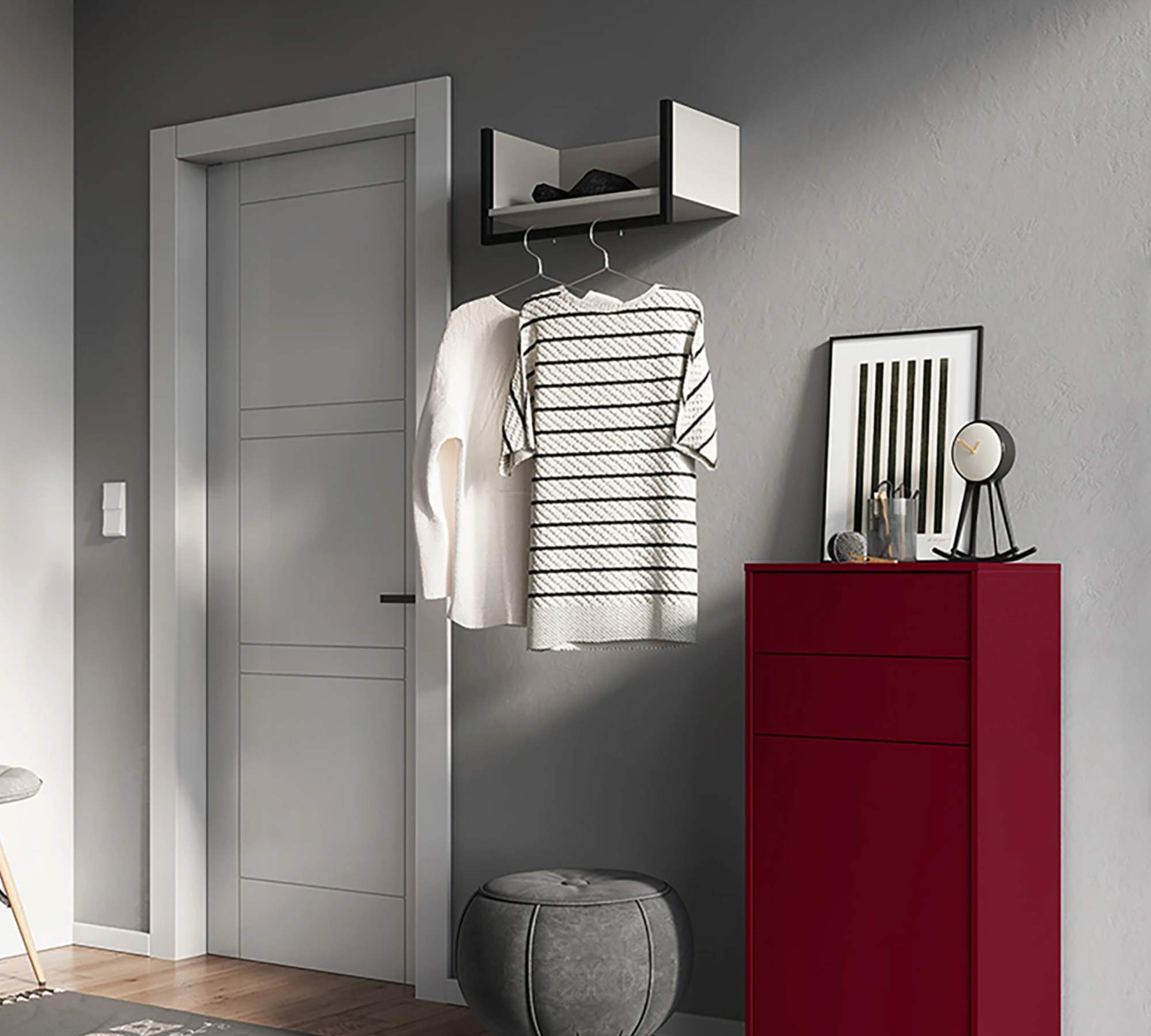 Coat rack wood metal beige