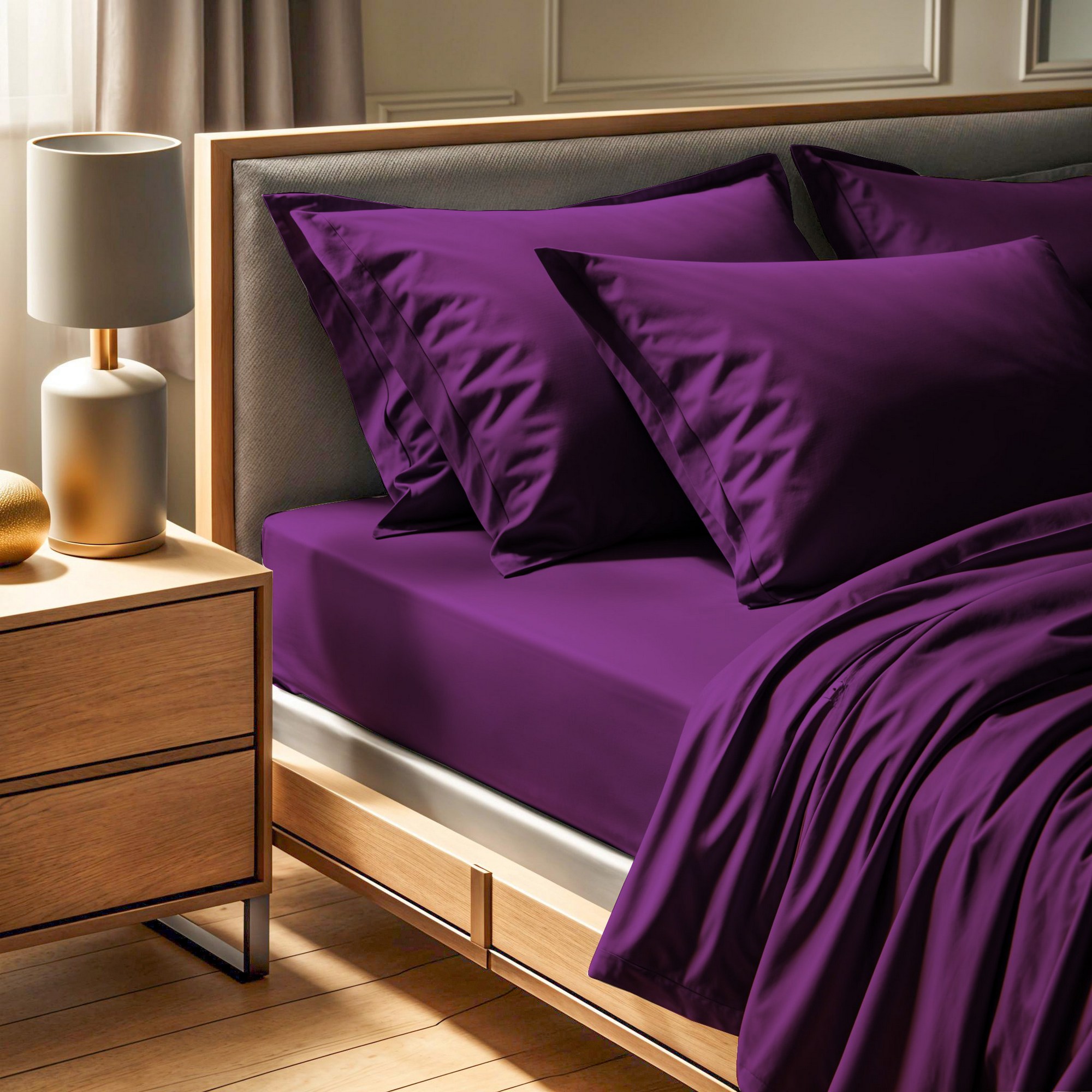 Fitted sheet cotton purple 100cm x 200cm