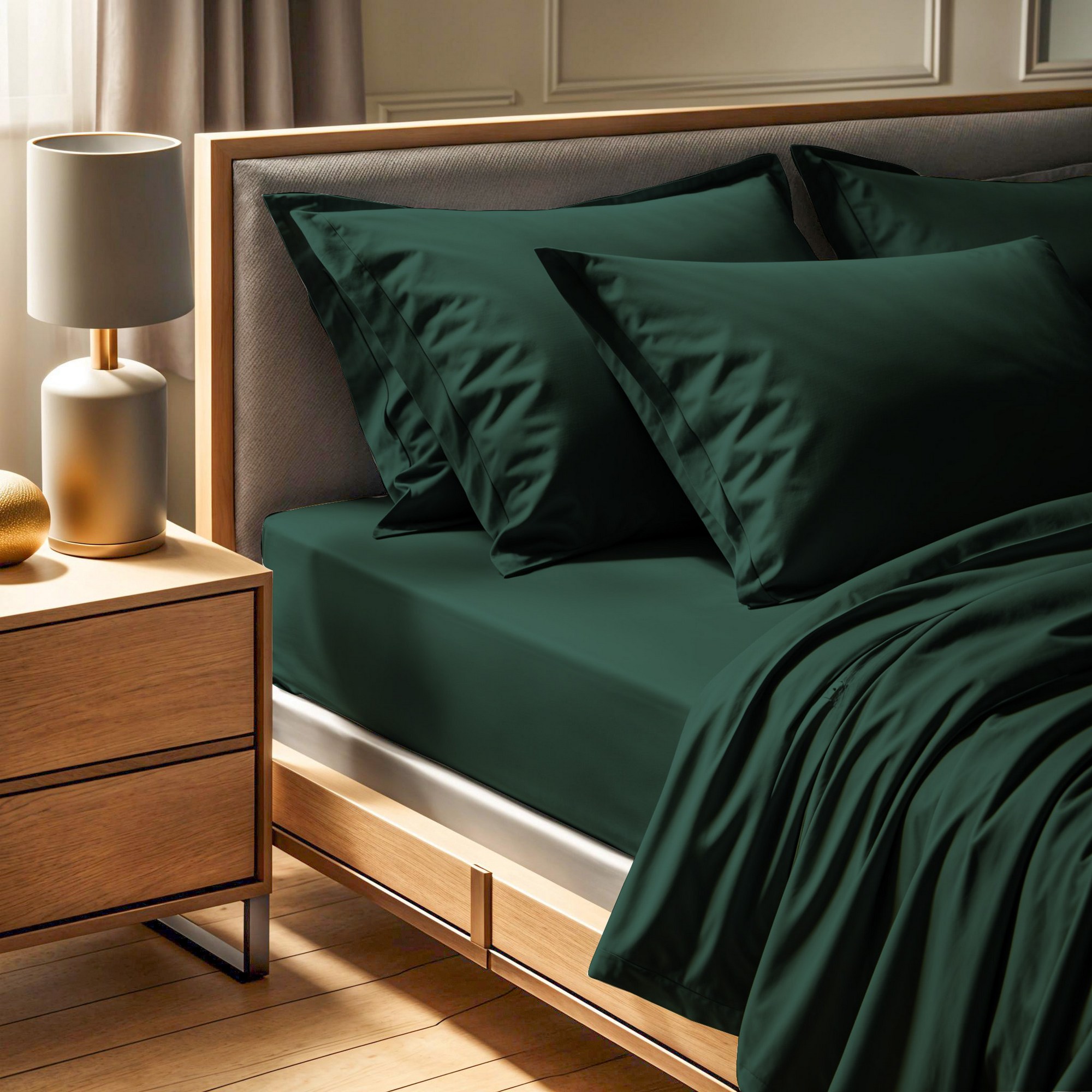 Fitted sheet Cotton Dark Green 100cm x 200cm