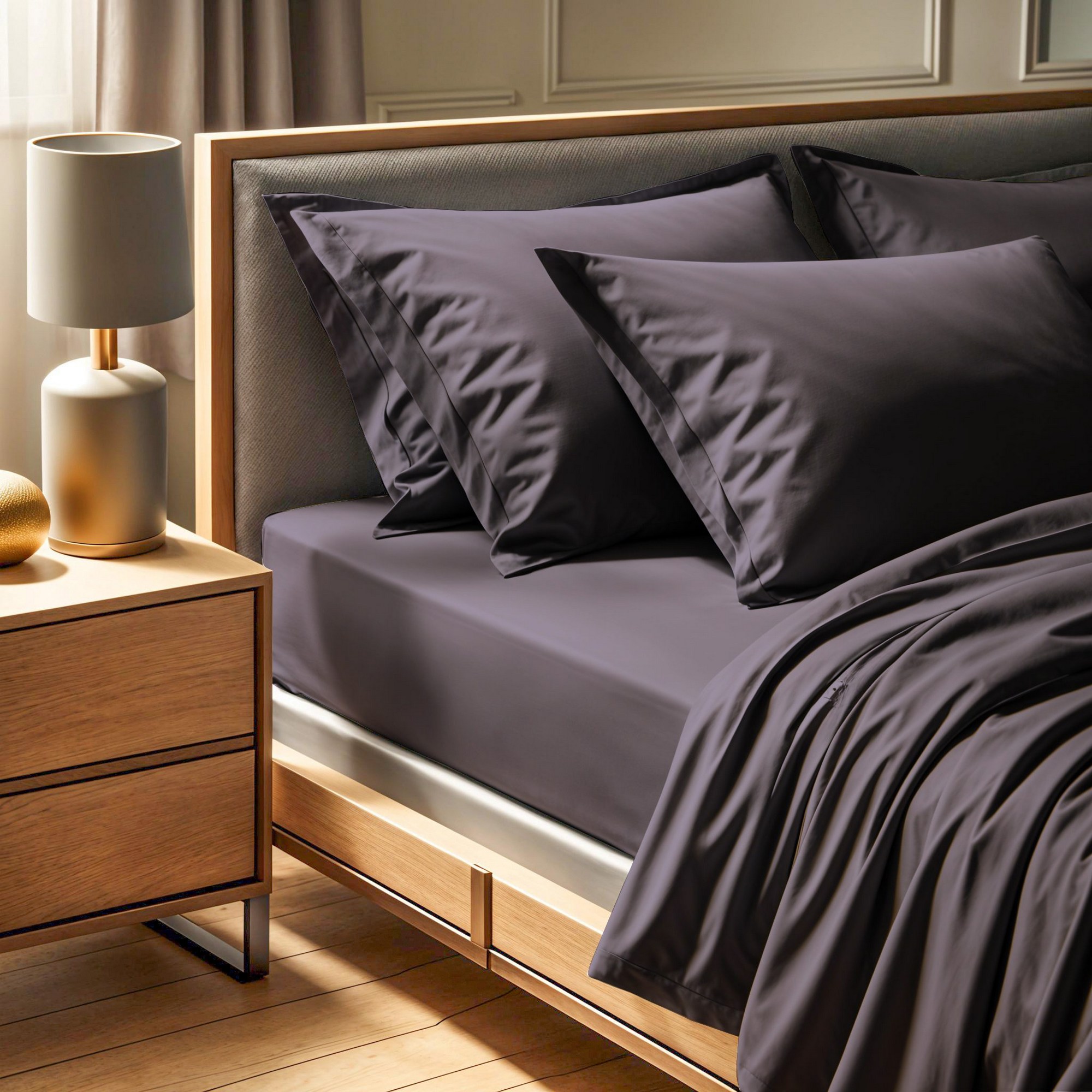 Fitted sheet Cotton Dark Grey 100cm x 200cm