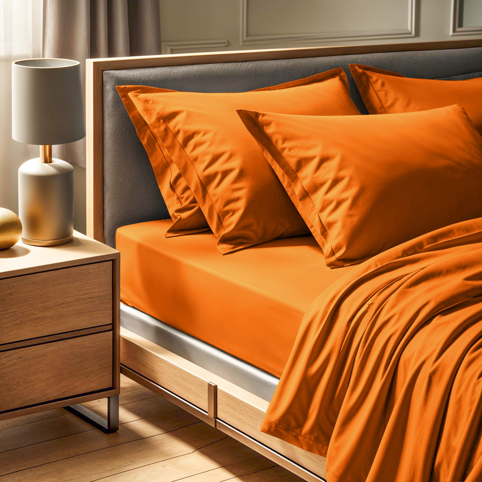 Fitted sheet Cotton Orange 100cm x 200cm