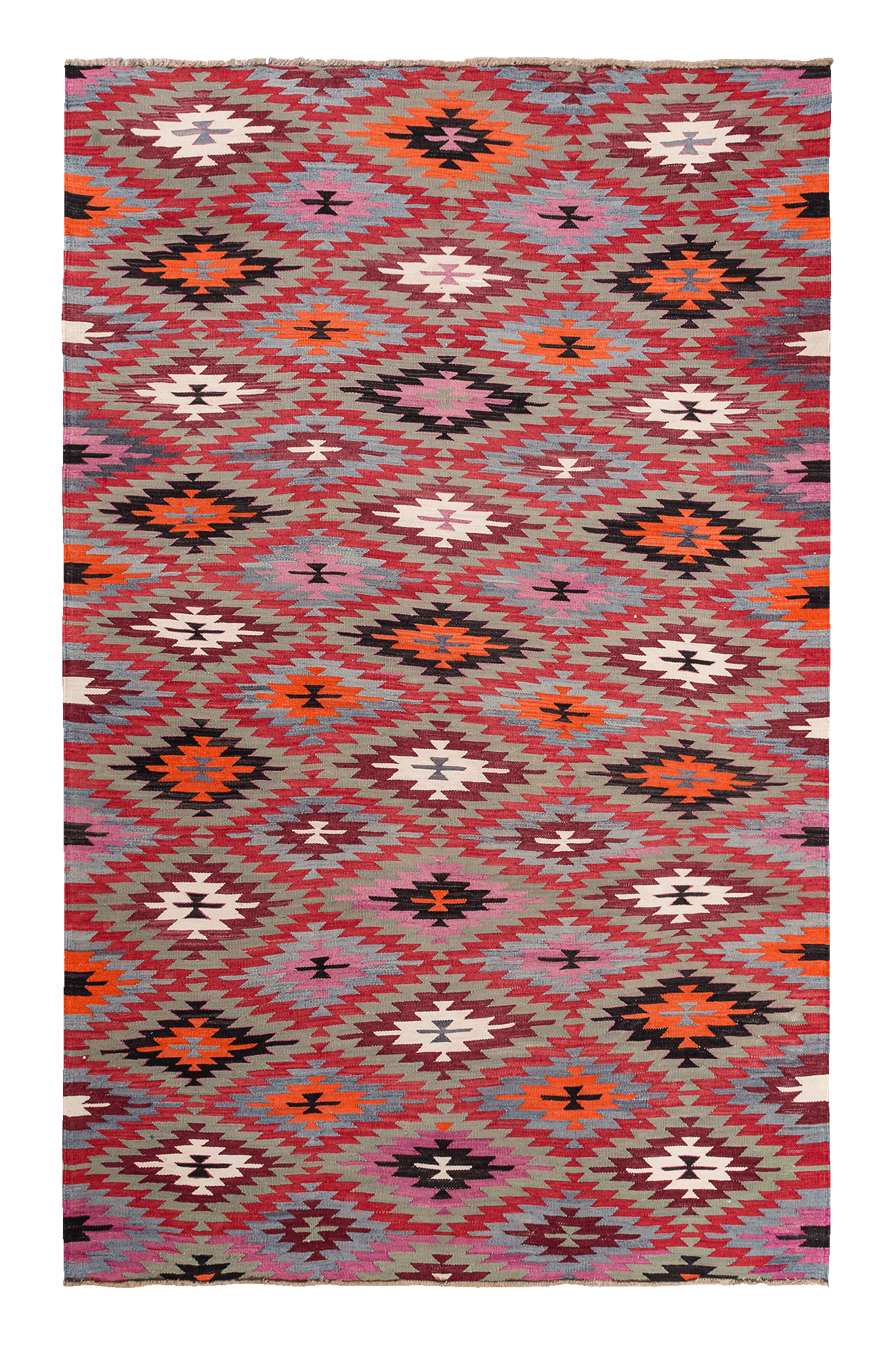 Vintage Kilim Teppich Wolle Mehrfarbig
