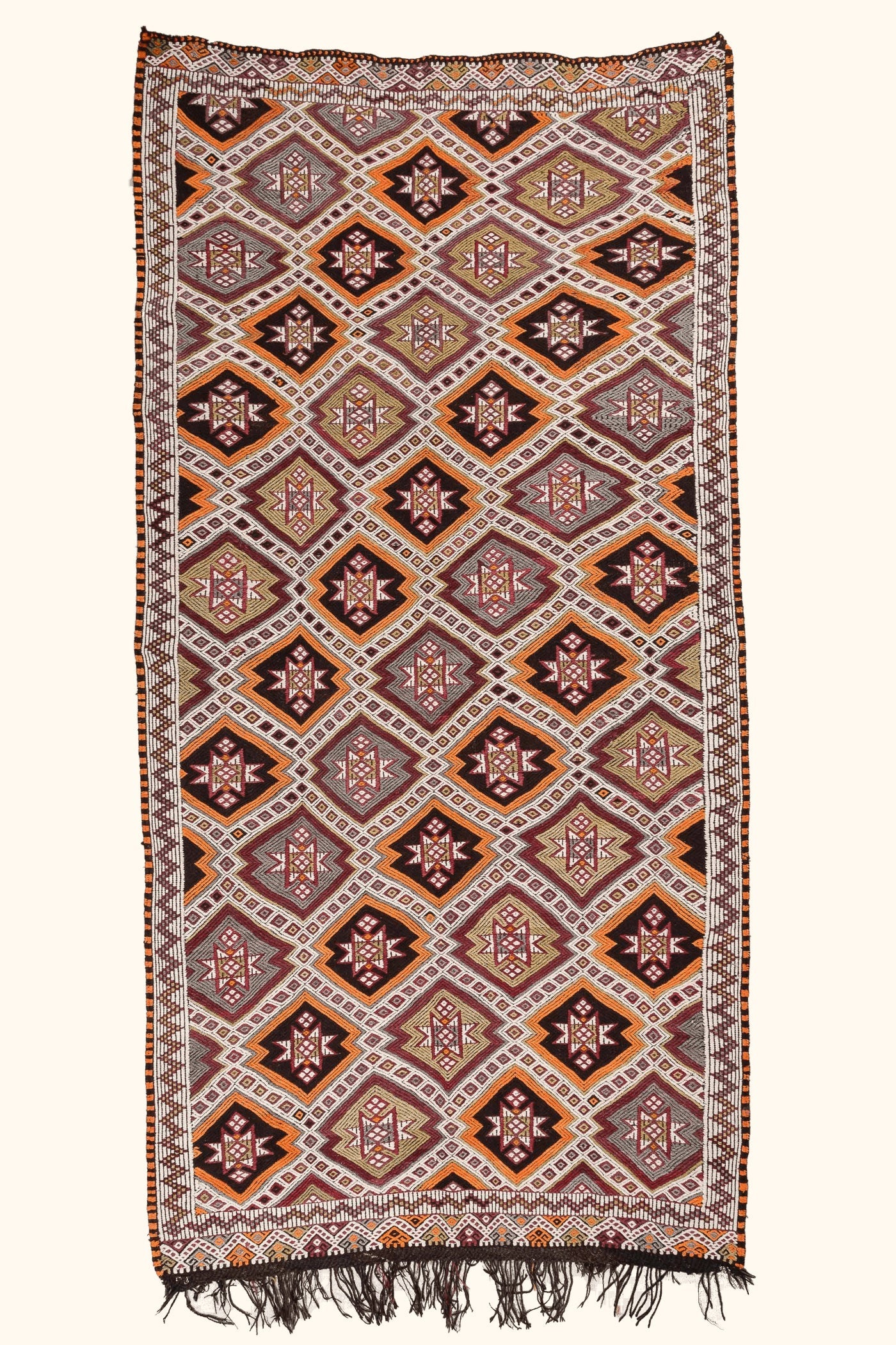 Vintage Kilim Teppich Wolle Mehrfarbig