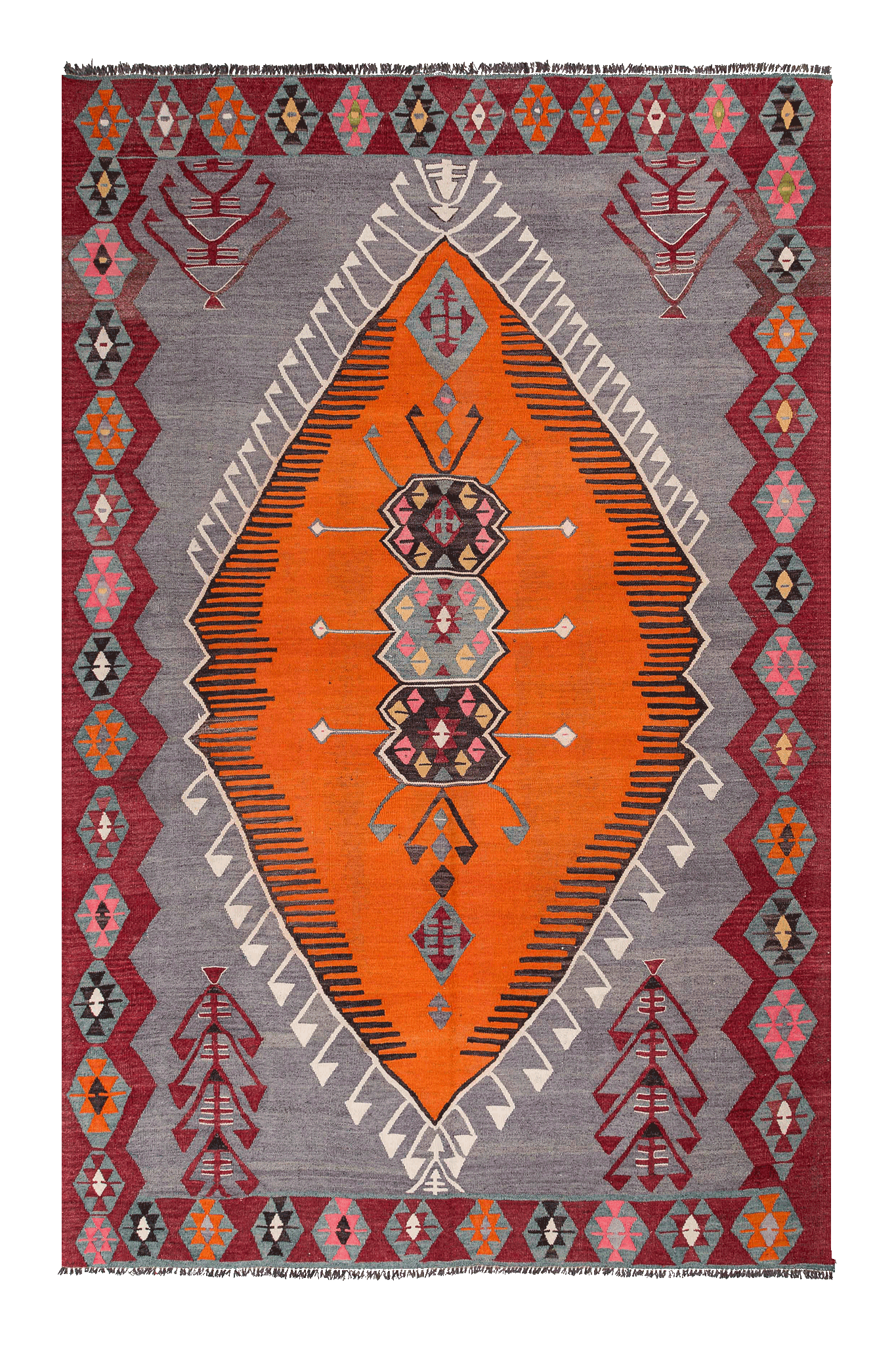 Vintage Kilim Teppich Wolle Mehrfarbig