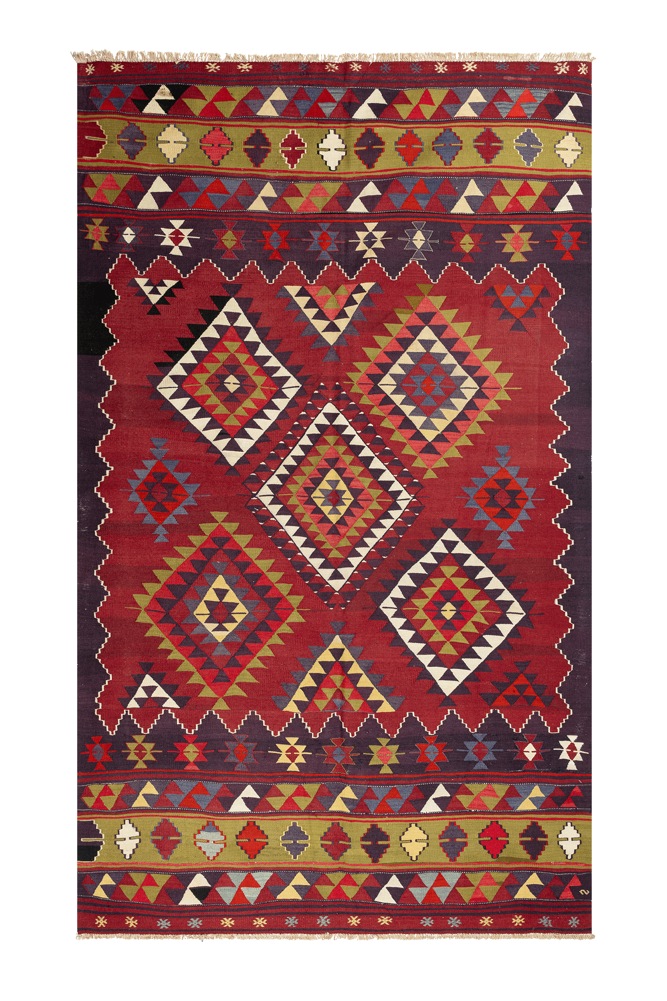 Vintage Kilim Teppich Wolle Mehrfarbig