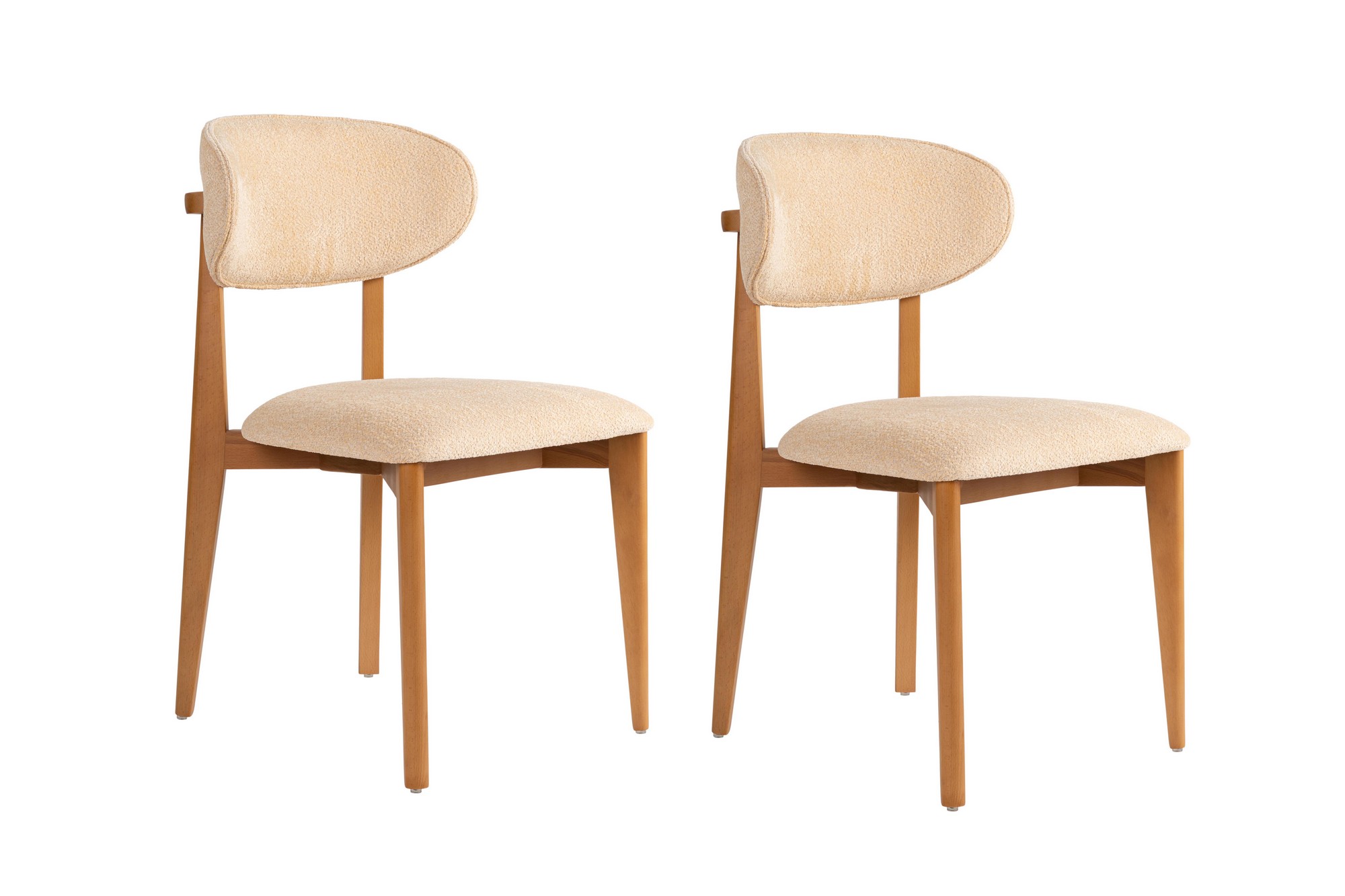 2x Lionte Sedia da pranzo Legno impiallacciato Bianco crema