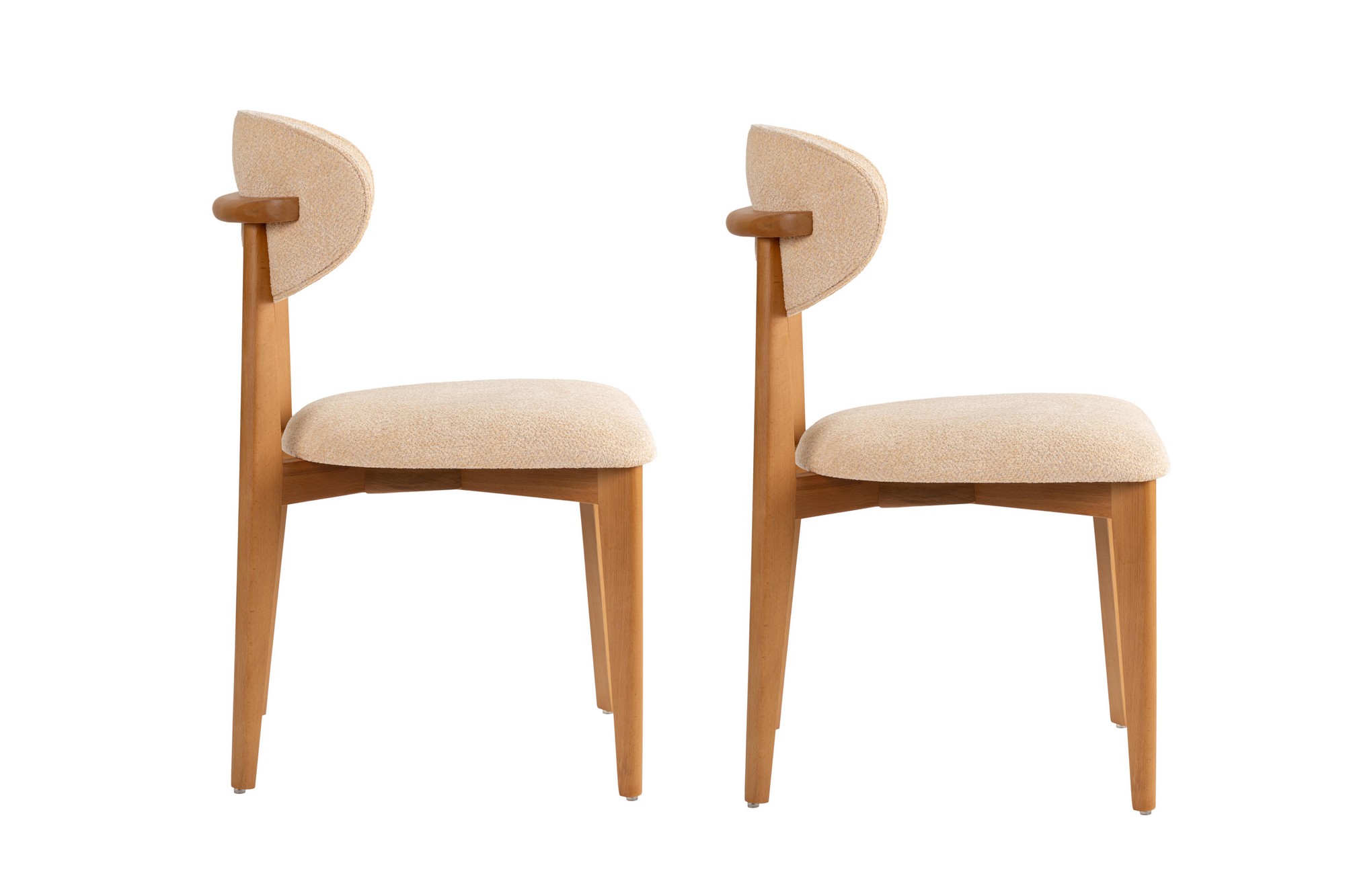 2x Lionte Dining chair Wood veneer Cream white