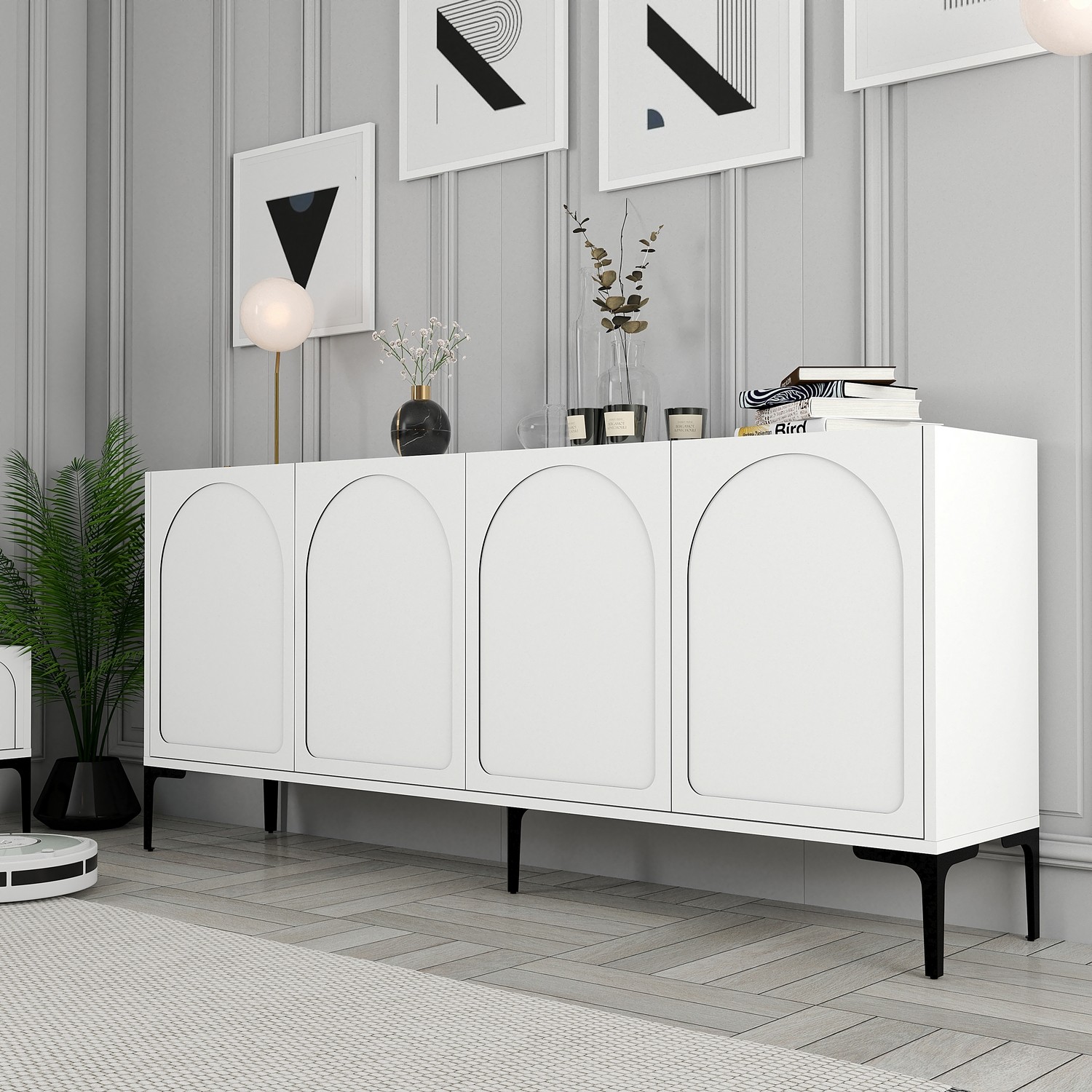 Lyon 79 Console Wood Veneer White Black