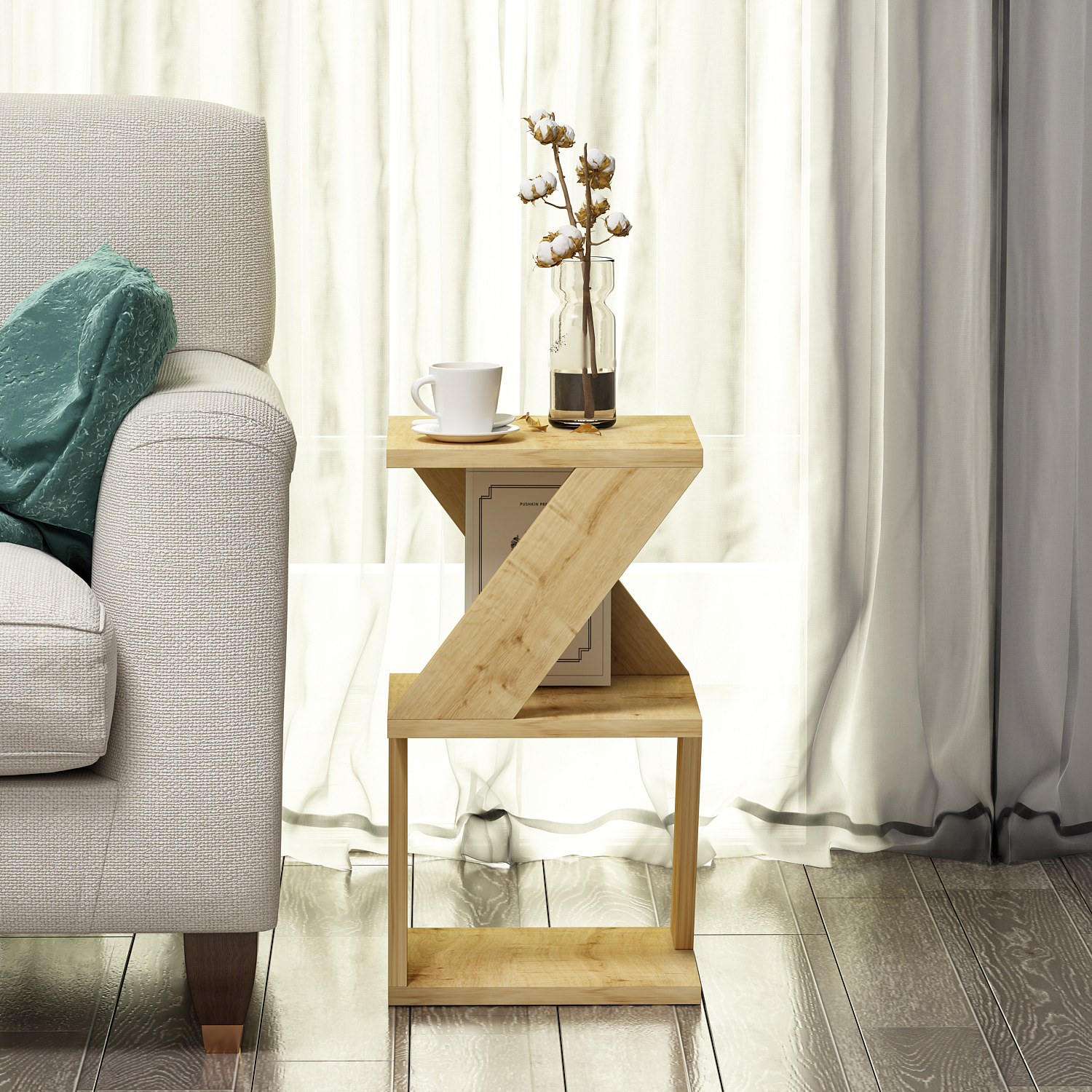 Albeni Side Table Wood Veneer Sapphire