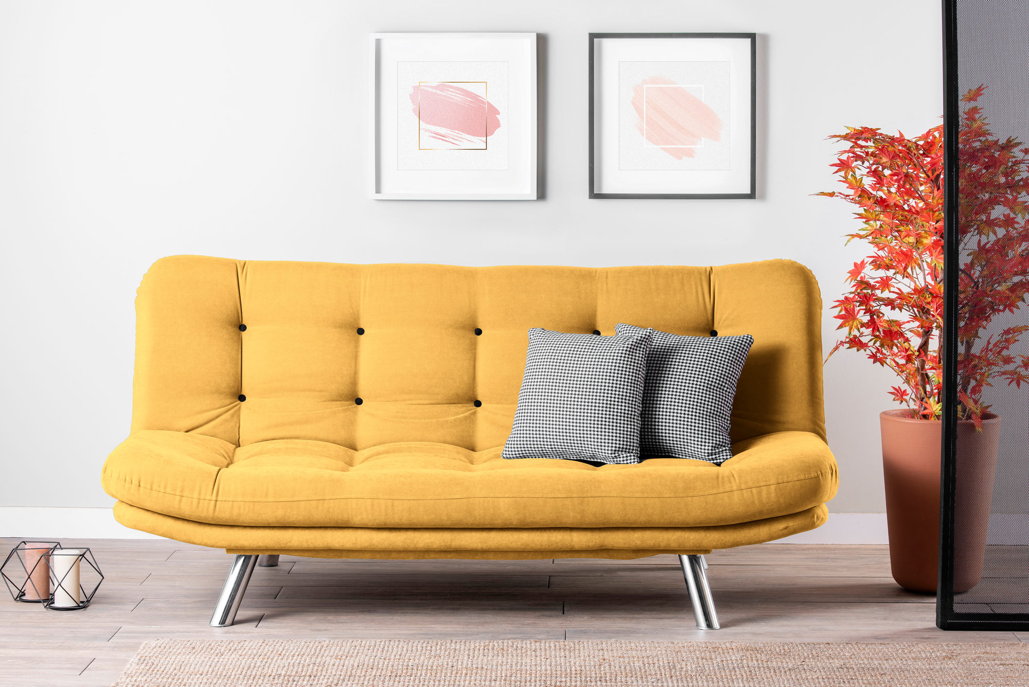 Misa Sofa Bed 3-seater Mustard