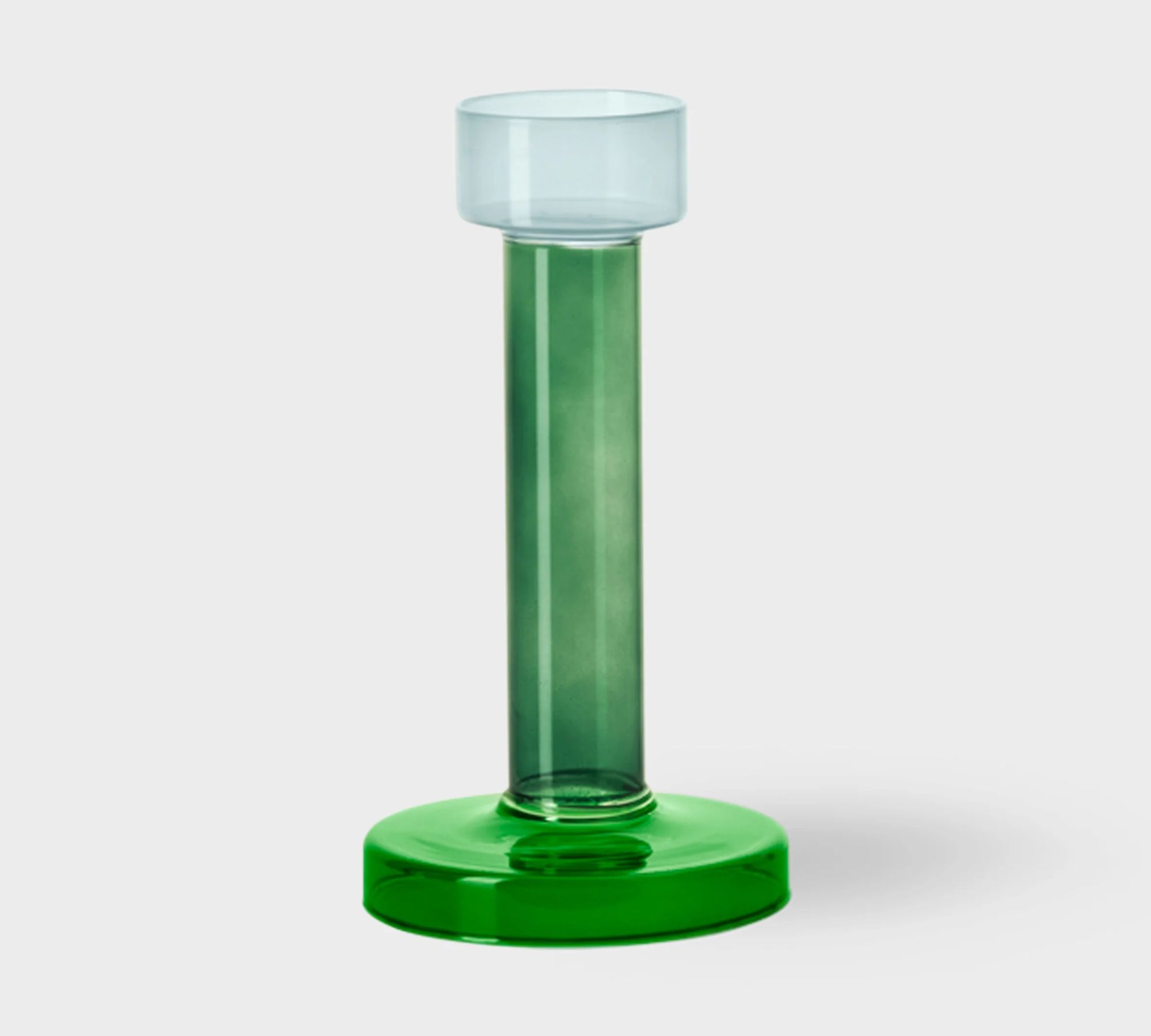 Bole Candle Holder Middle Glass Green-Blue