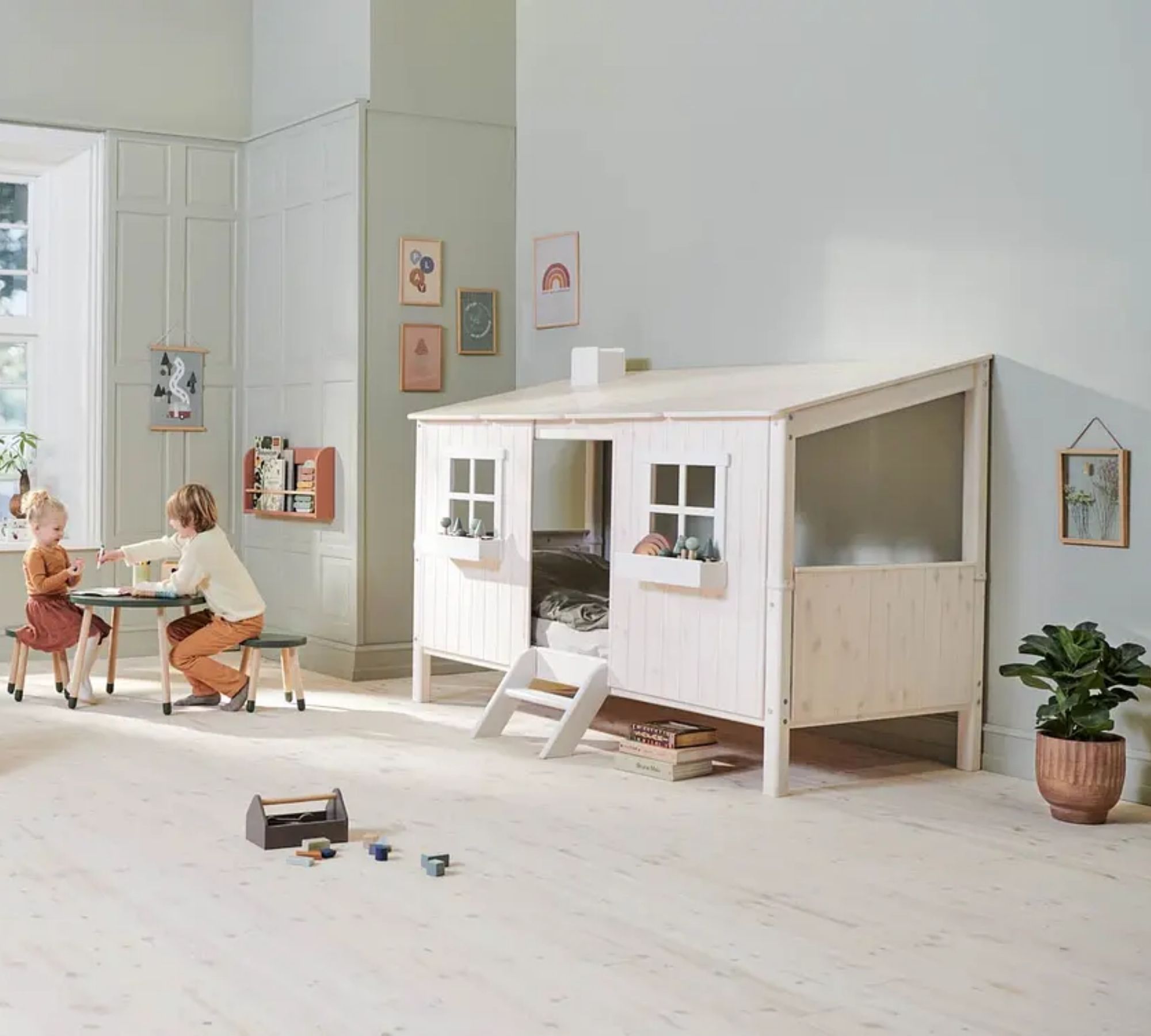 Dots Kinderregal Holz Blush 1 Boden