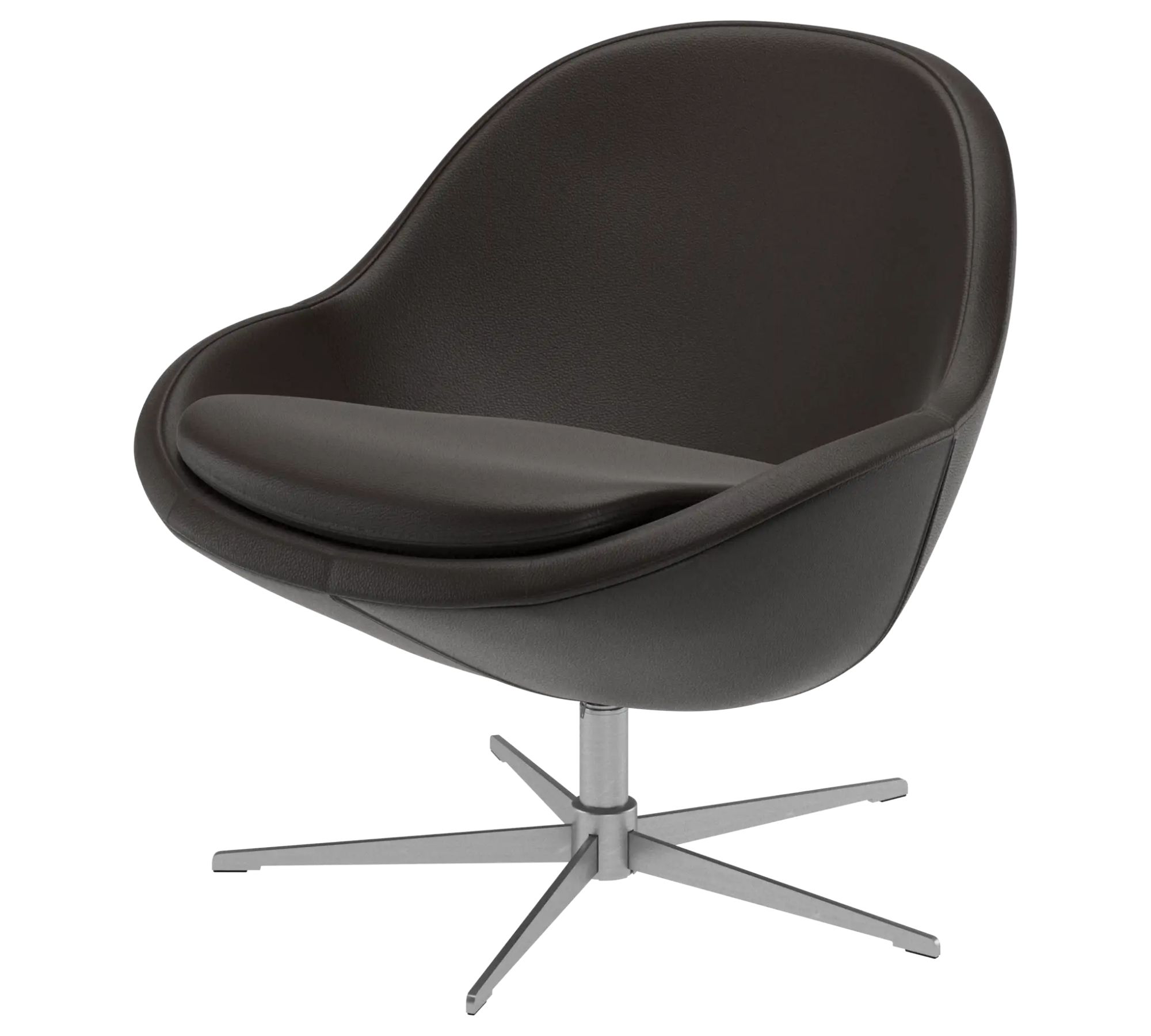 Veneto Armchair Swivel Leather Steel Tobacco Brown