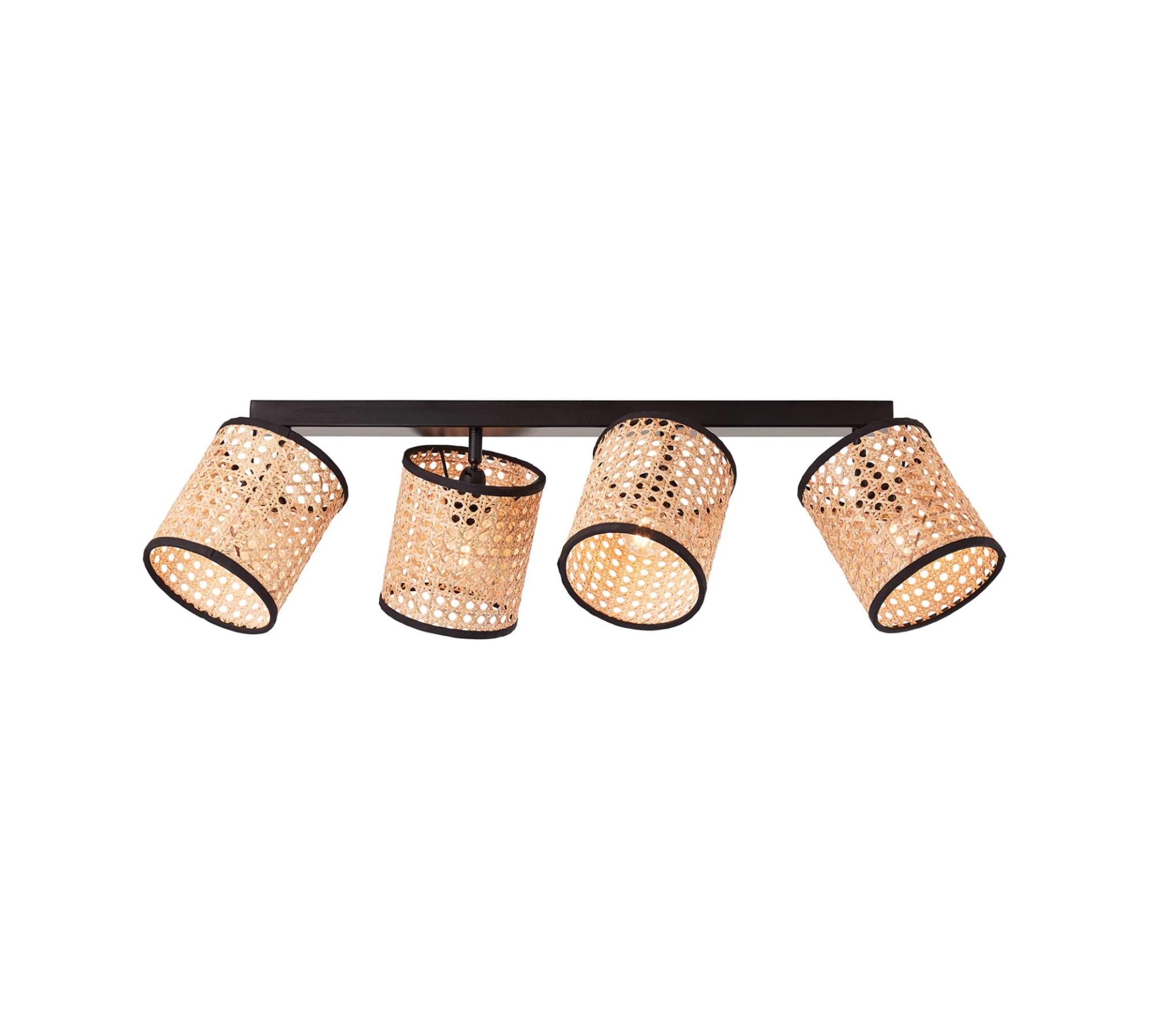 4-Flammige Deckenleuchte Rattan Stahl Schwarz