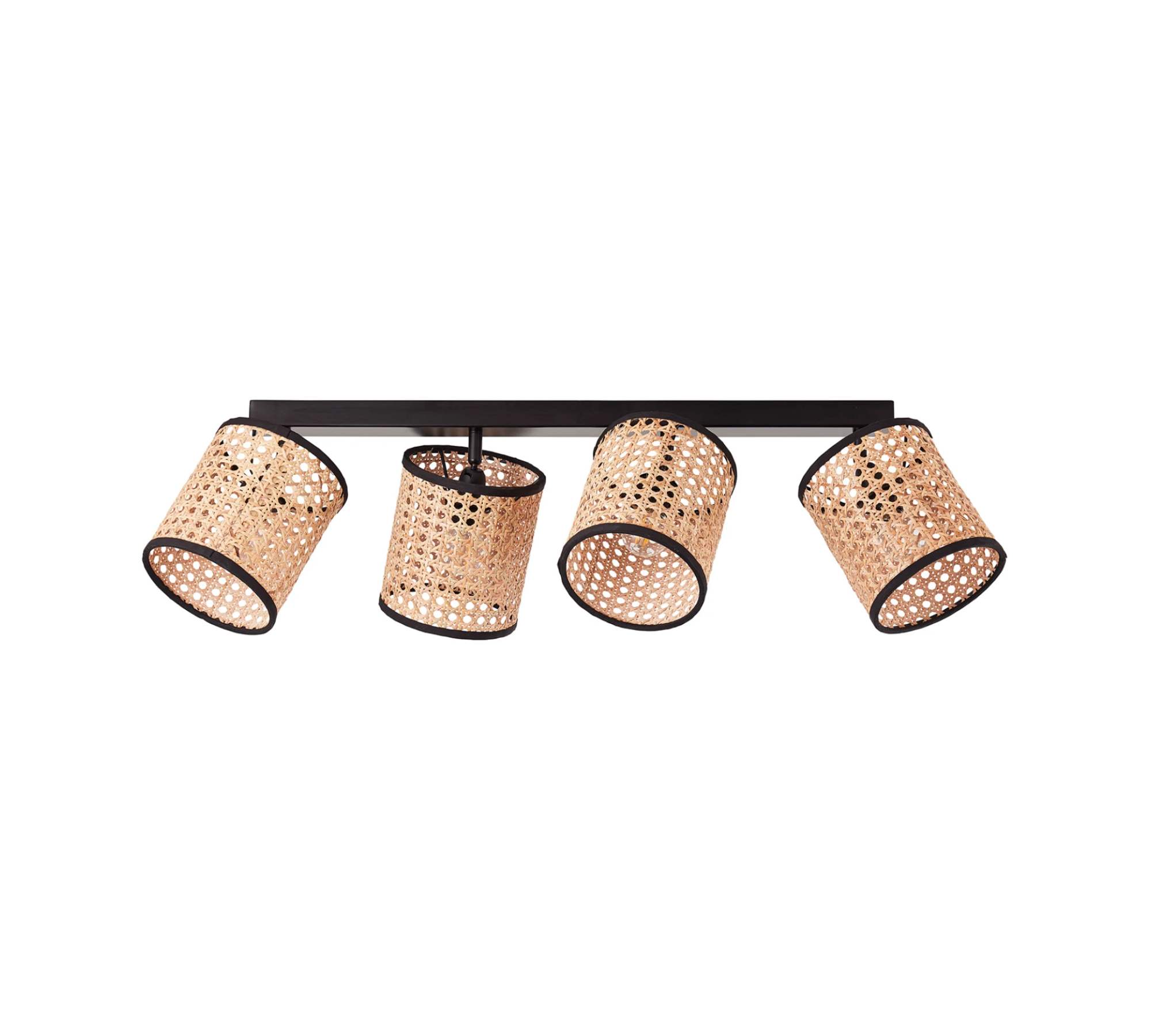 4-Flammige Deckenleuchte Rattan Stahl Schwarz