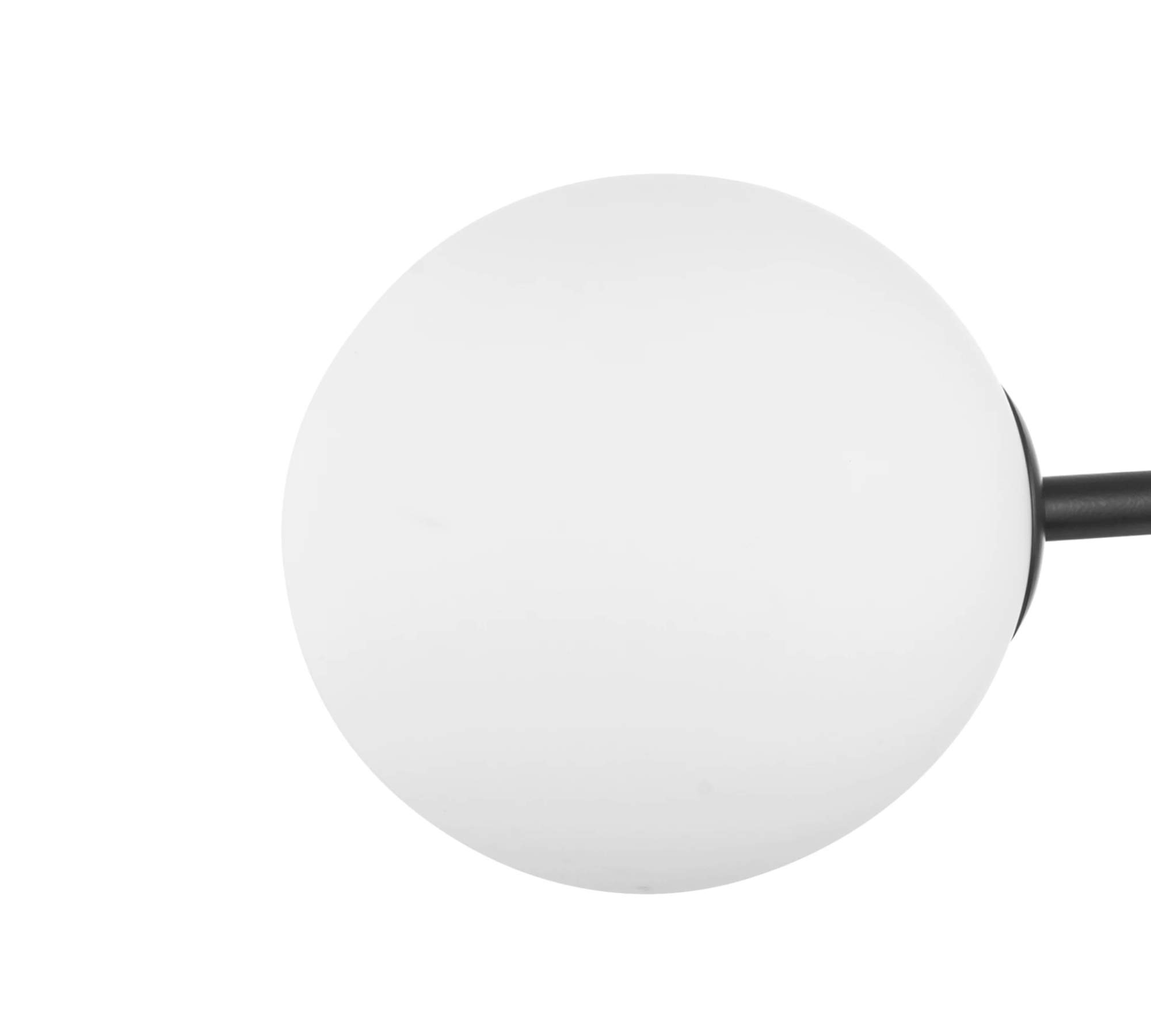 3-Light Ceiling Lamp Opal Glass Metal Black
