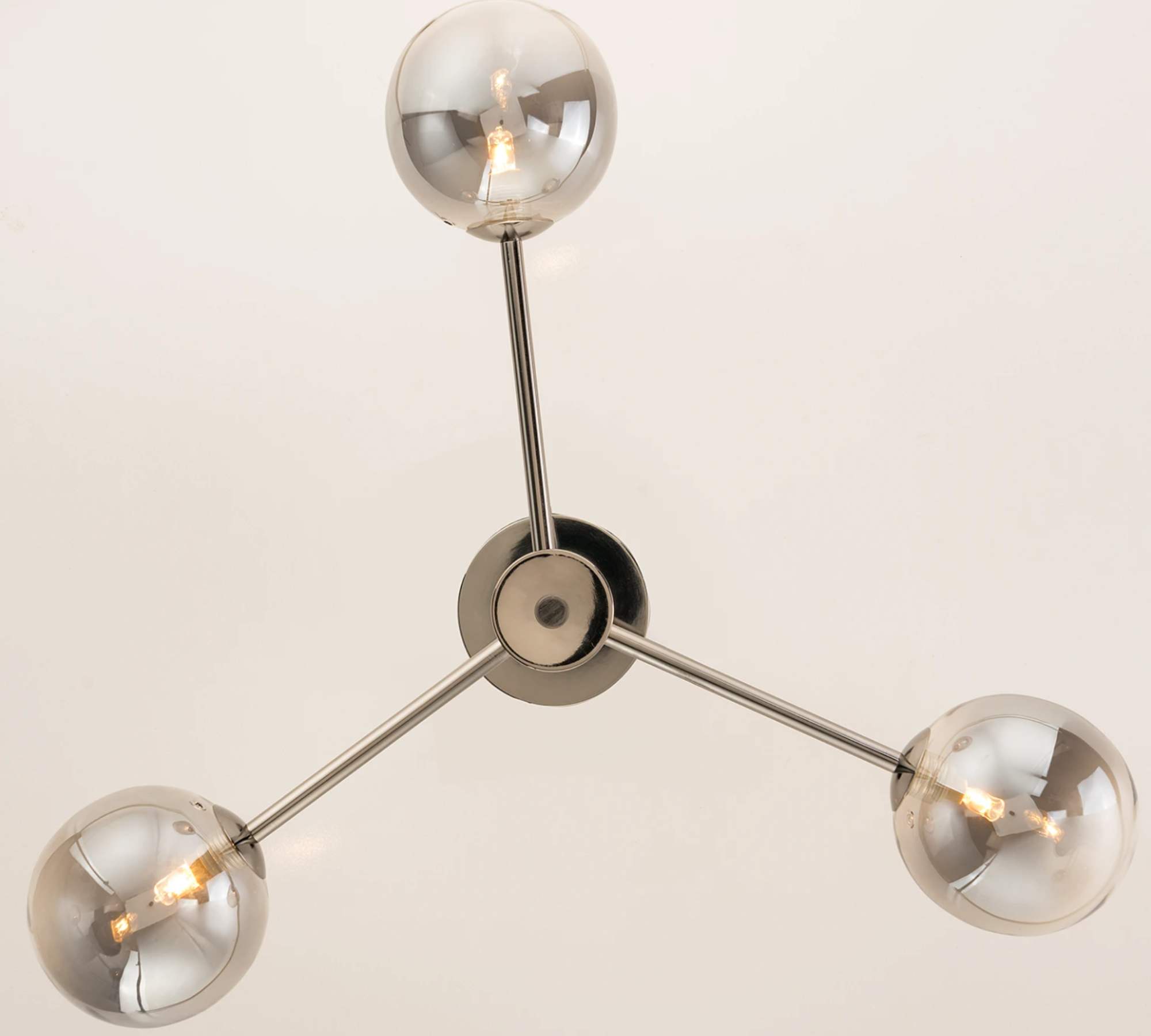 3-Flammige Deckenleuchte Glas Metall Grau