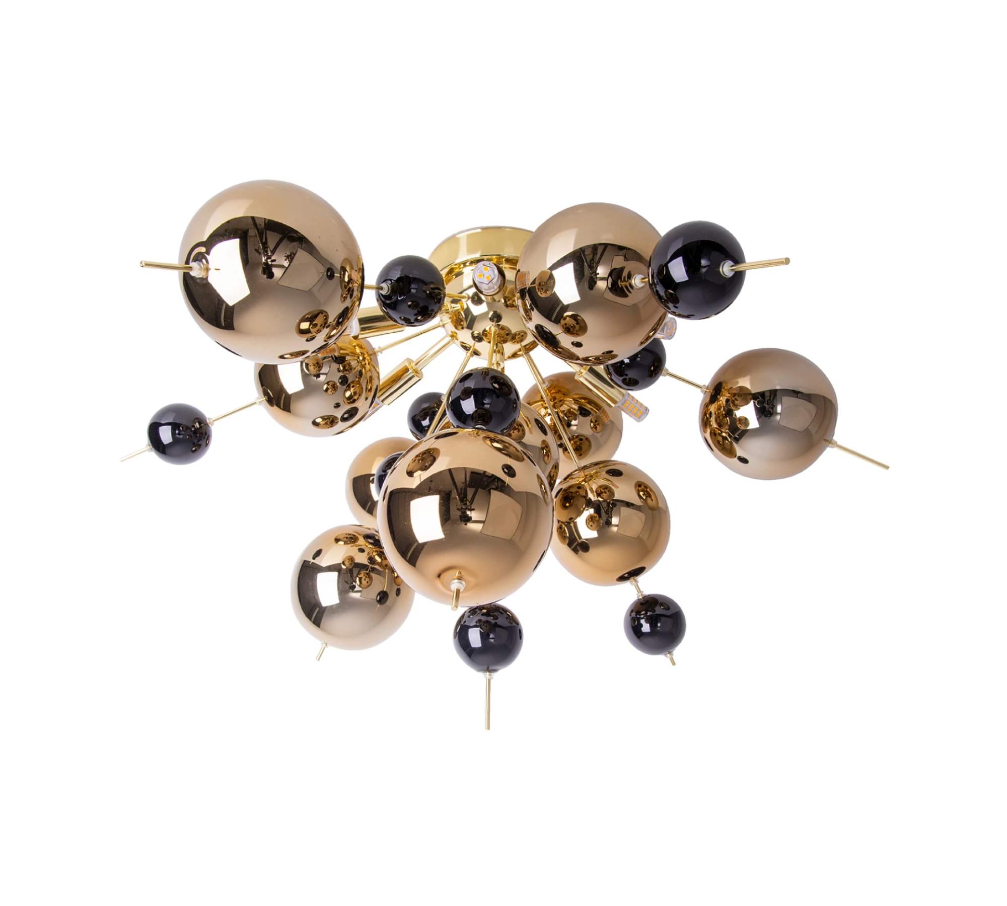 6-Flammige Deckenleuchte Klarglas Metall Gold