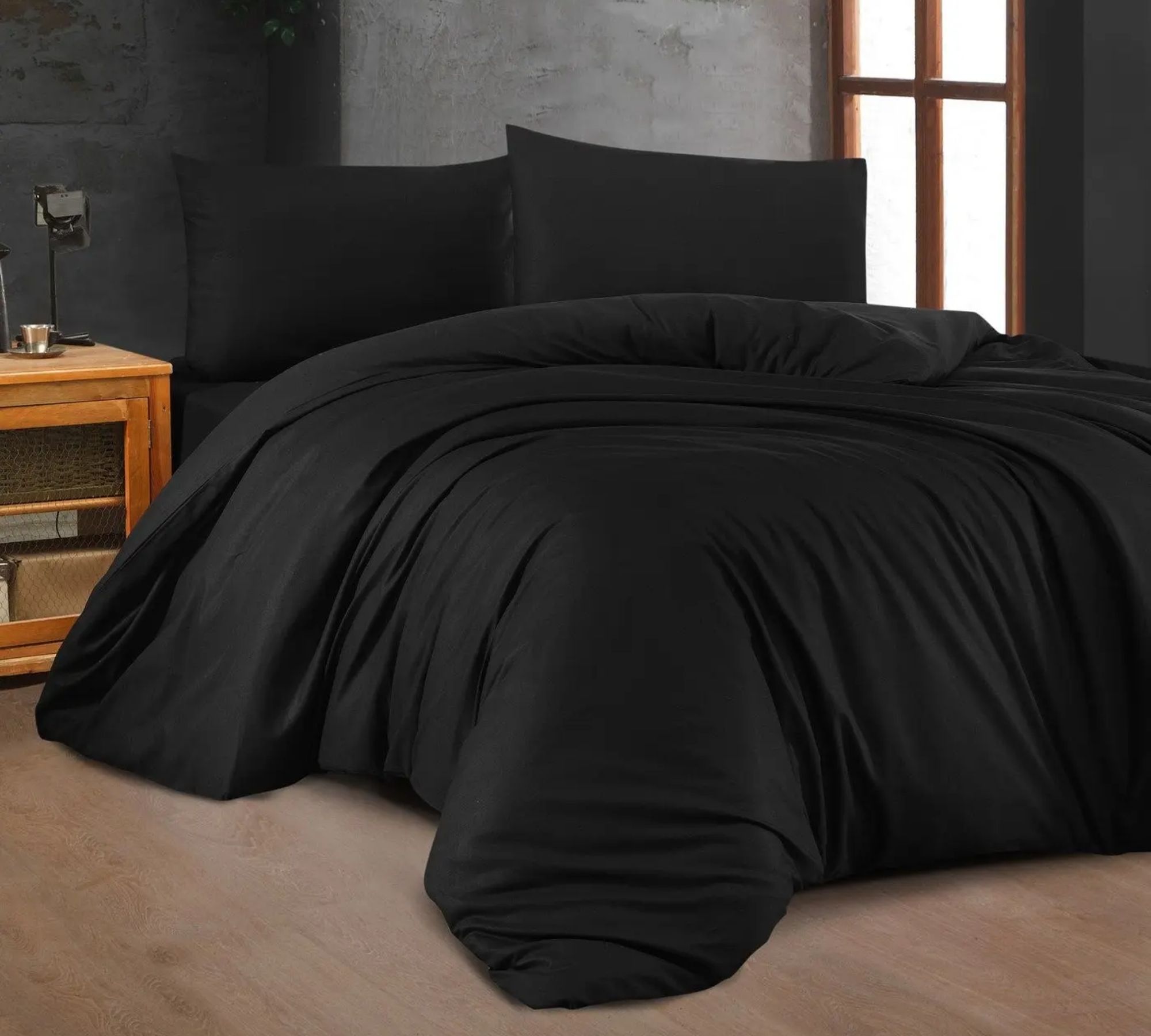 Bedding & Pillowcase Cotton Black 135cm x 200cm