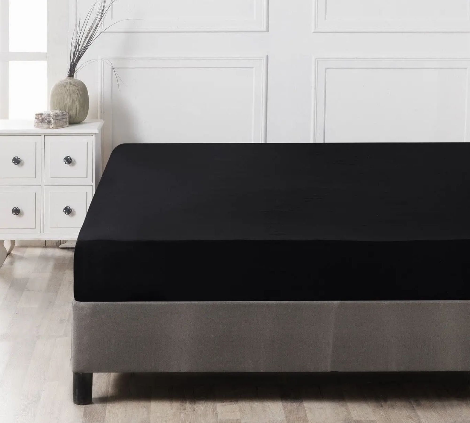 Fitted sheet cotton black 100cm x 200cm