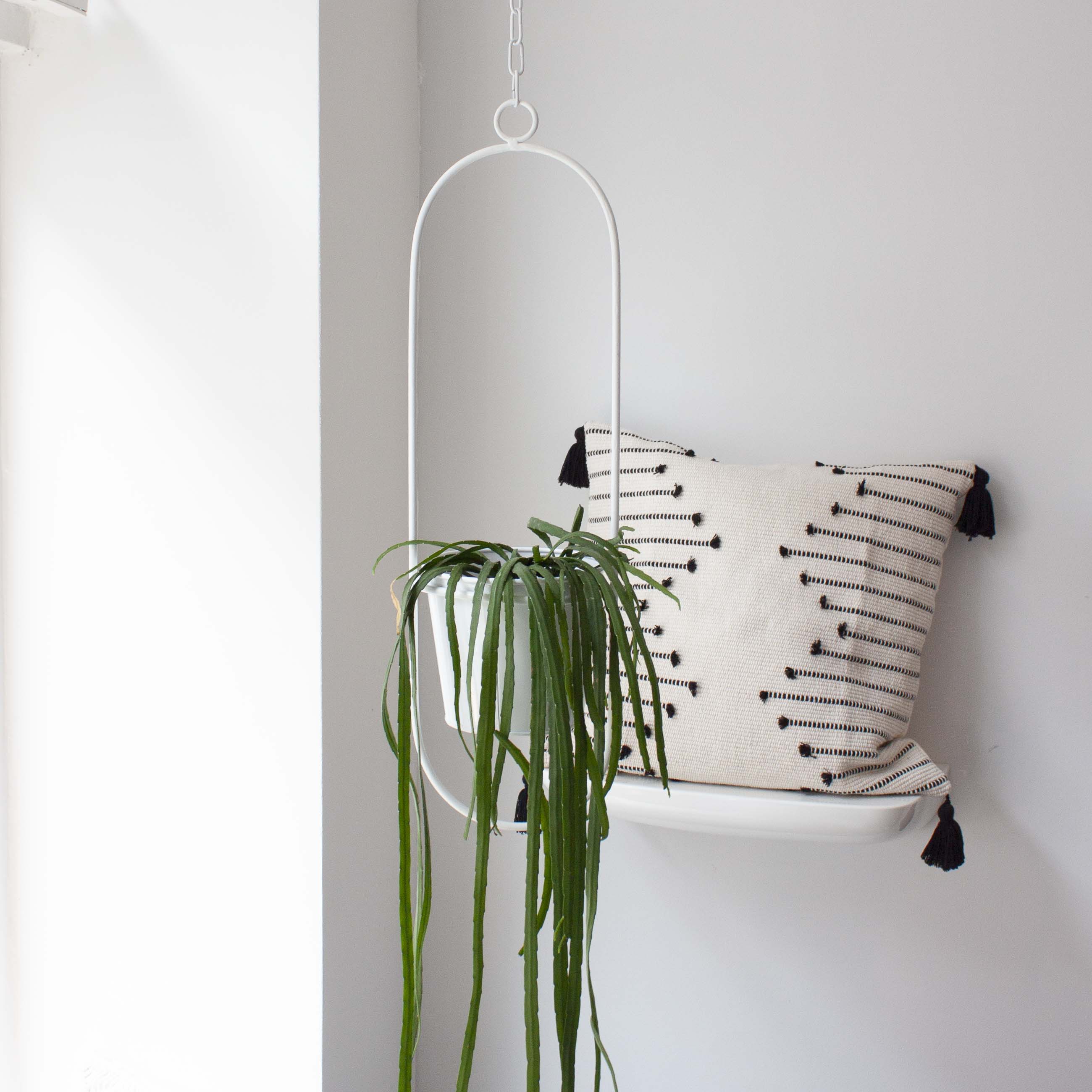 Hanging pot Metal Oval White