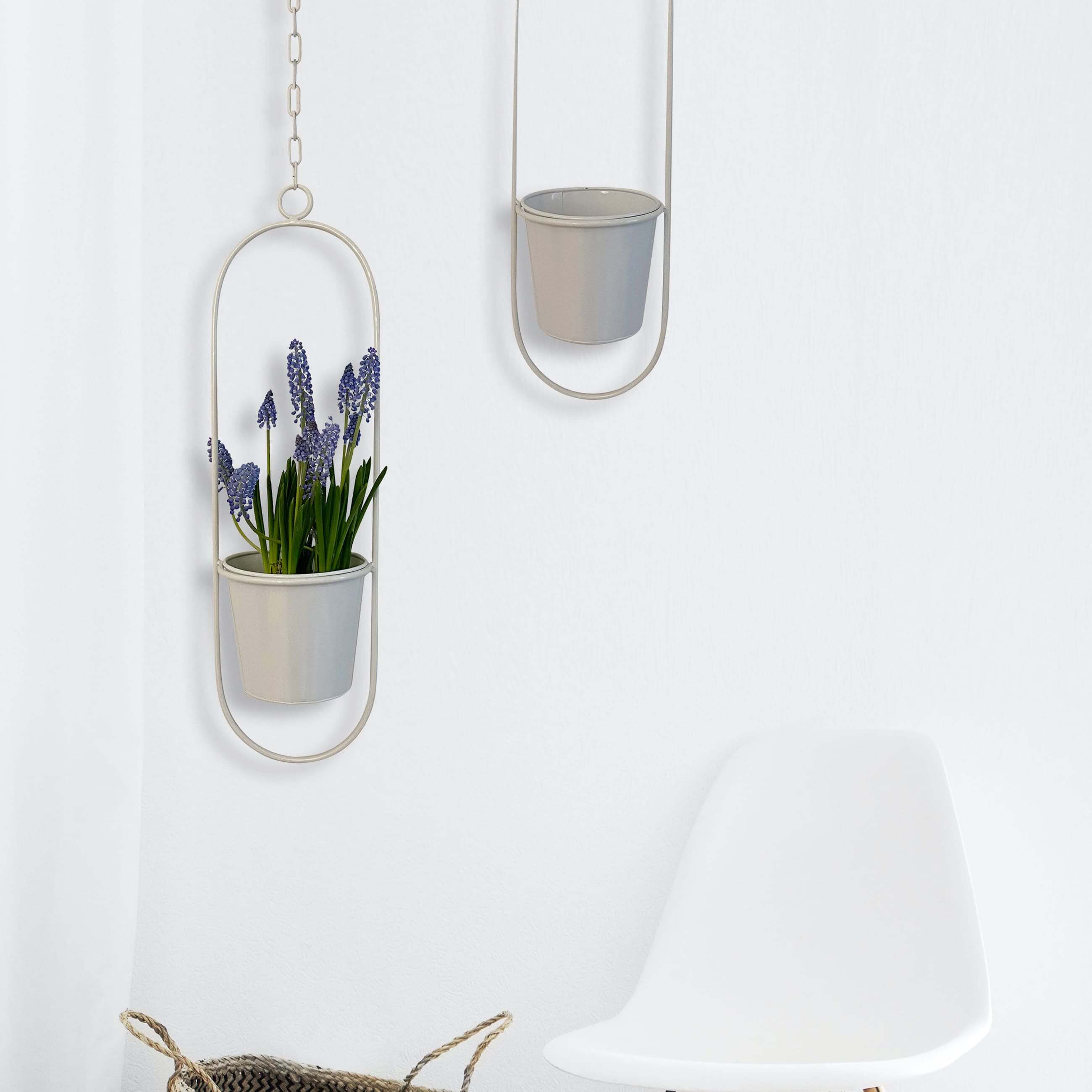 Hanging pot Metal Oval White