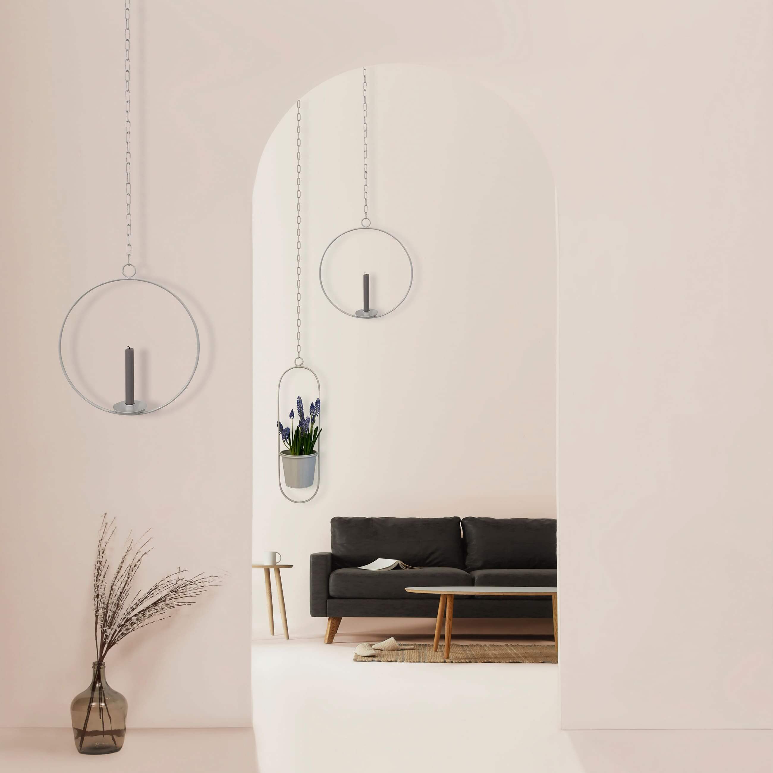 Hanging pot Metal Oval White