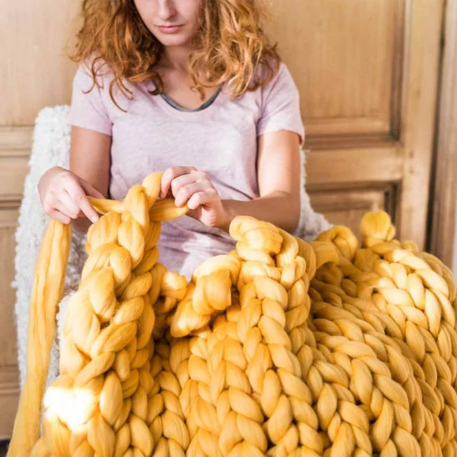 Cosima Chunky Knit Wool Blanket Merino Wool Charcoal