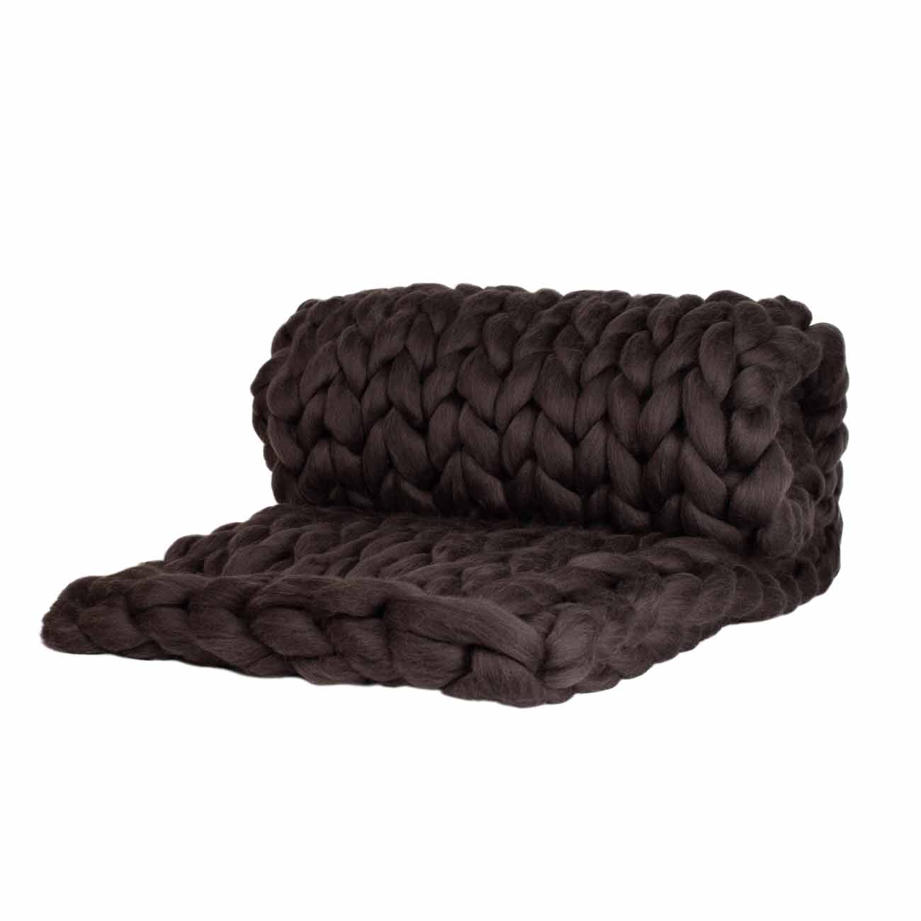 Cosima Chunky Knit Wool Blanket Merino Wool Charcoal