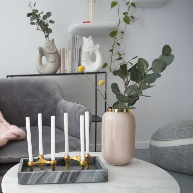 Marble tray rectangular dark grey