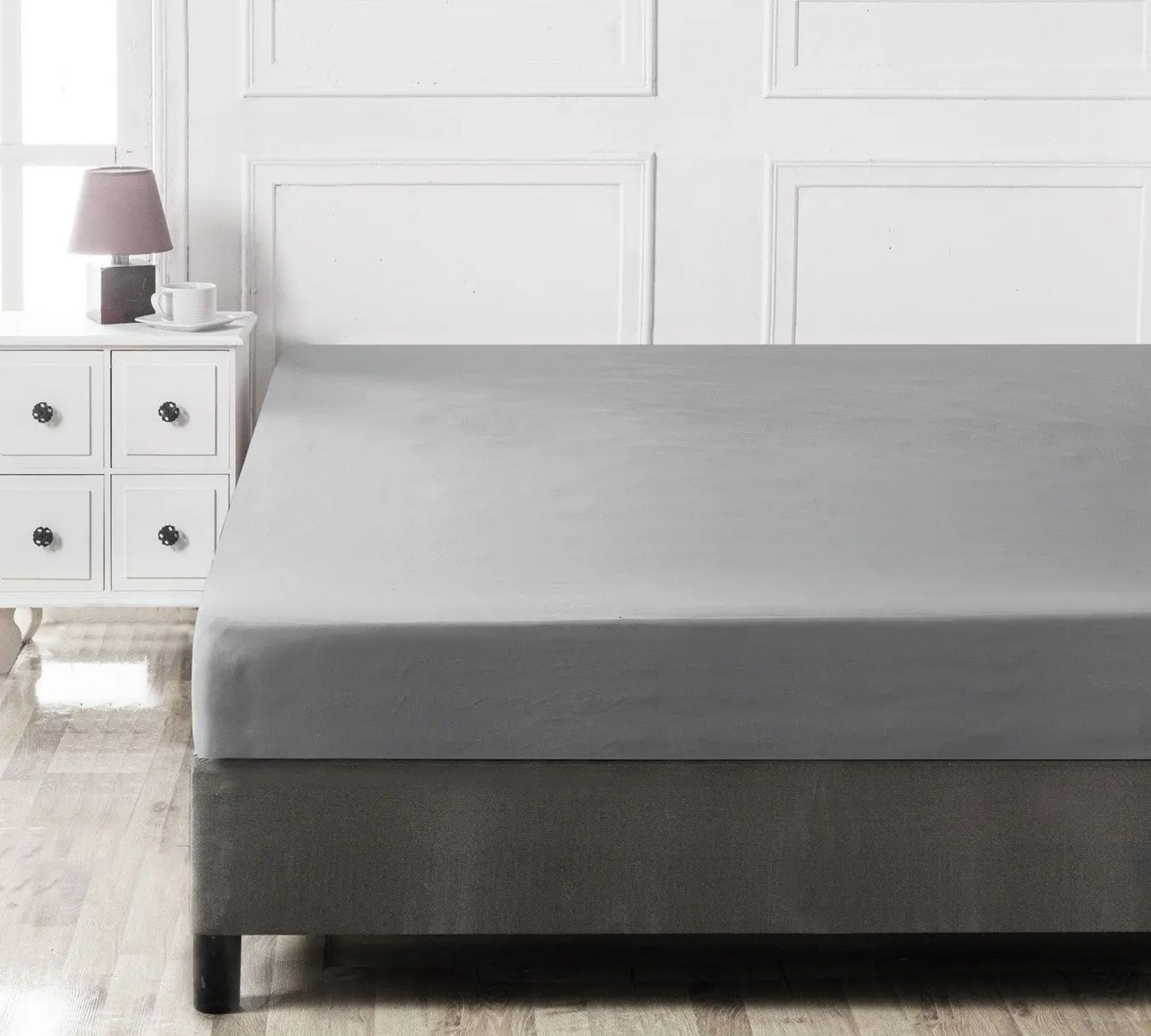 Lenzuolo con angoli in cotone grigio scuro 100cm x 200cm