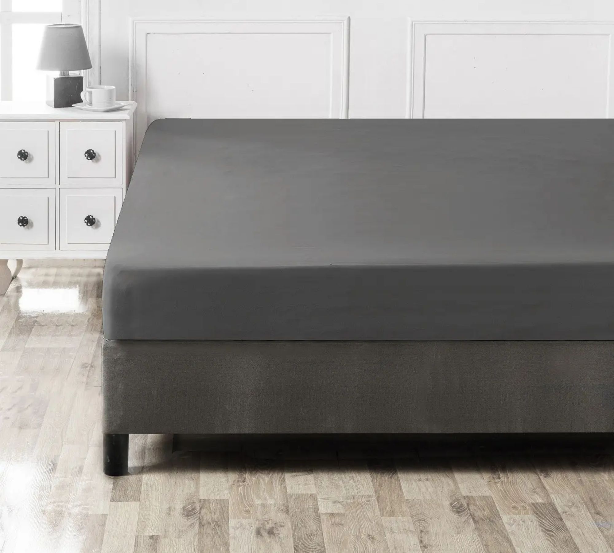 Fitted sheet cotton anthracite 100cm x 200cm