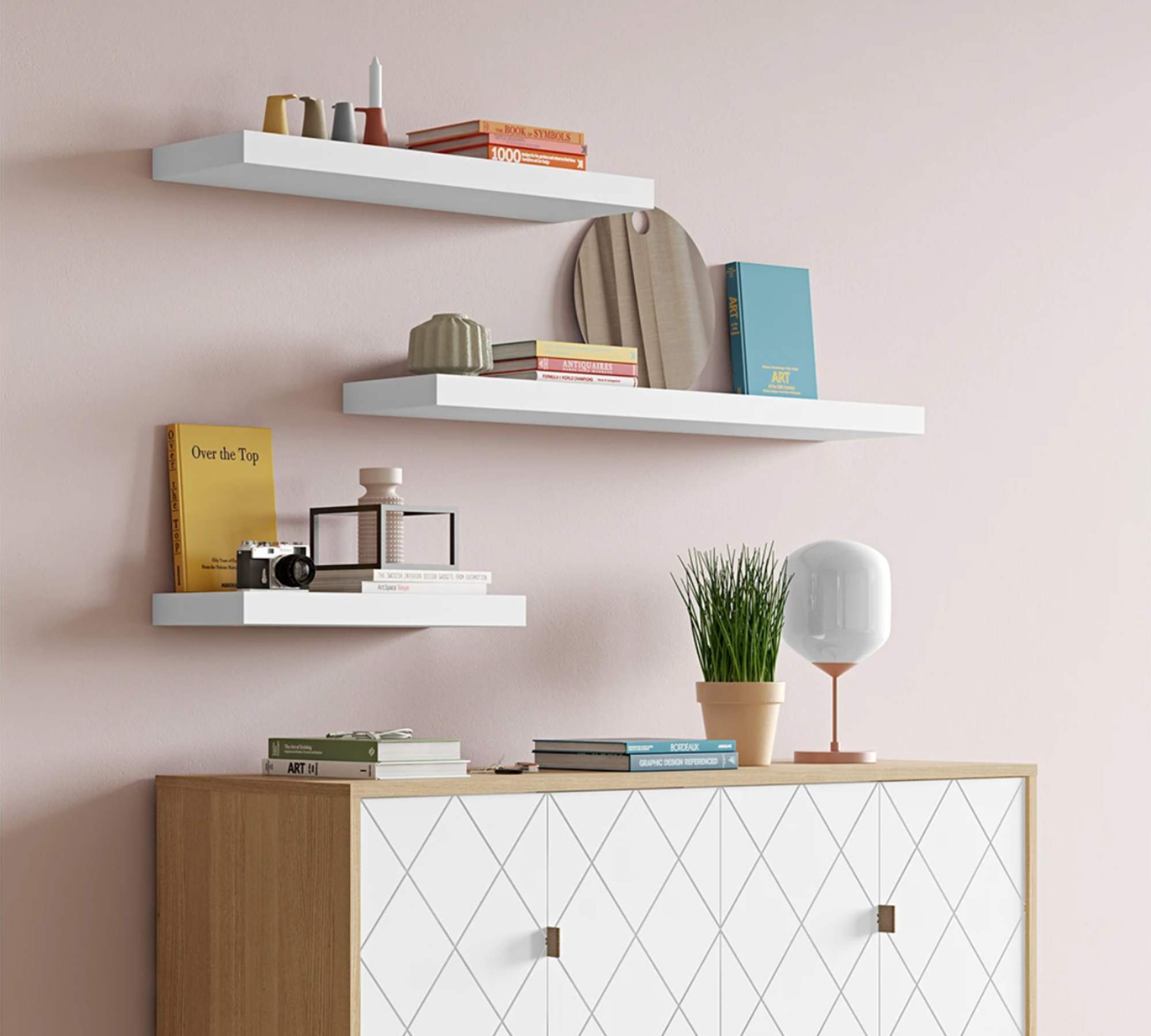 Wall shelf Veneered White 60 cm