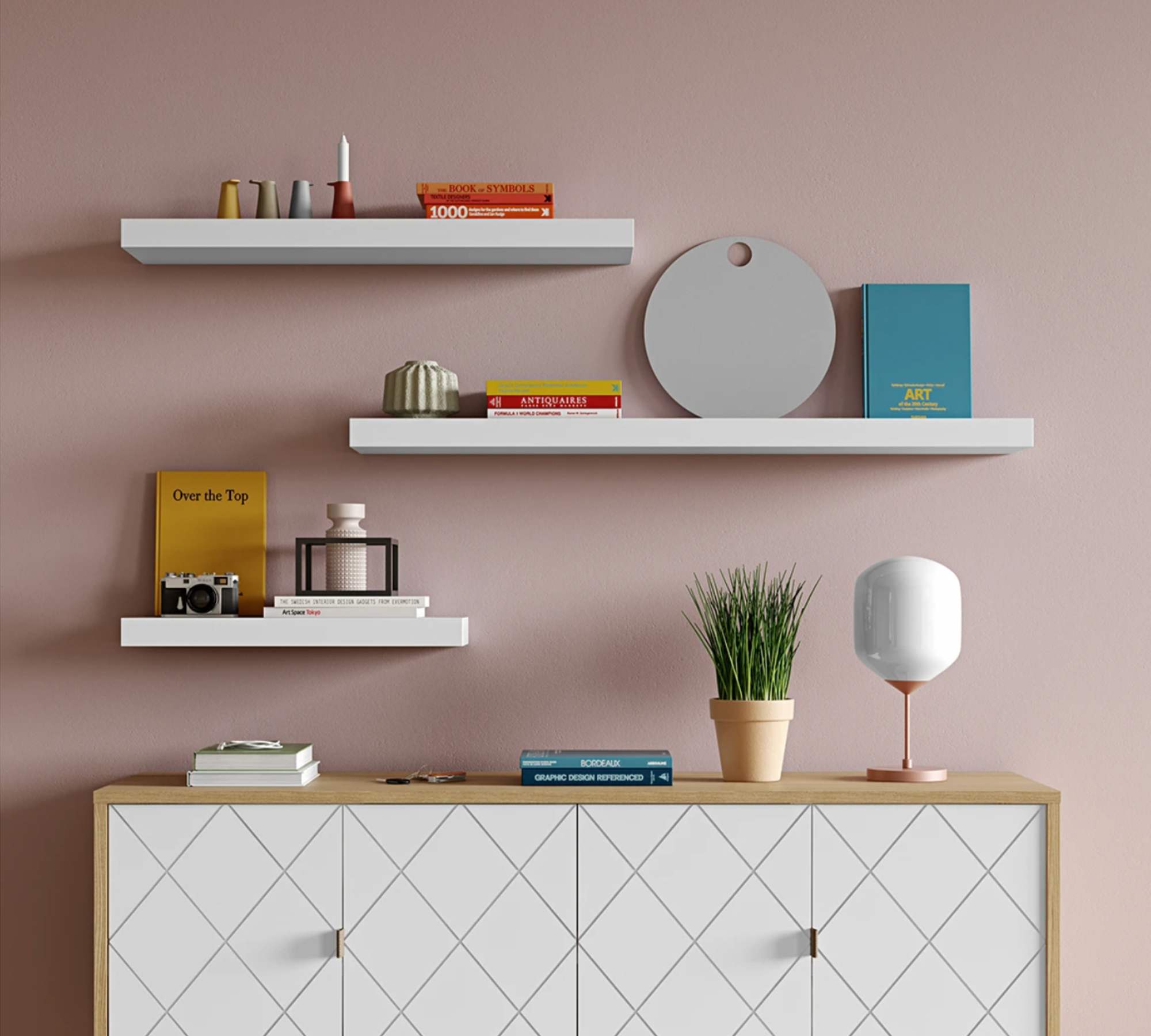 Wall shelf Veneered White 60 cm