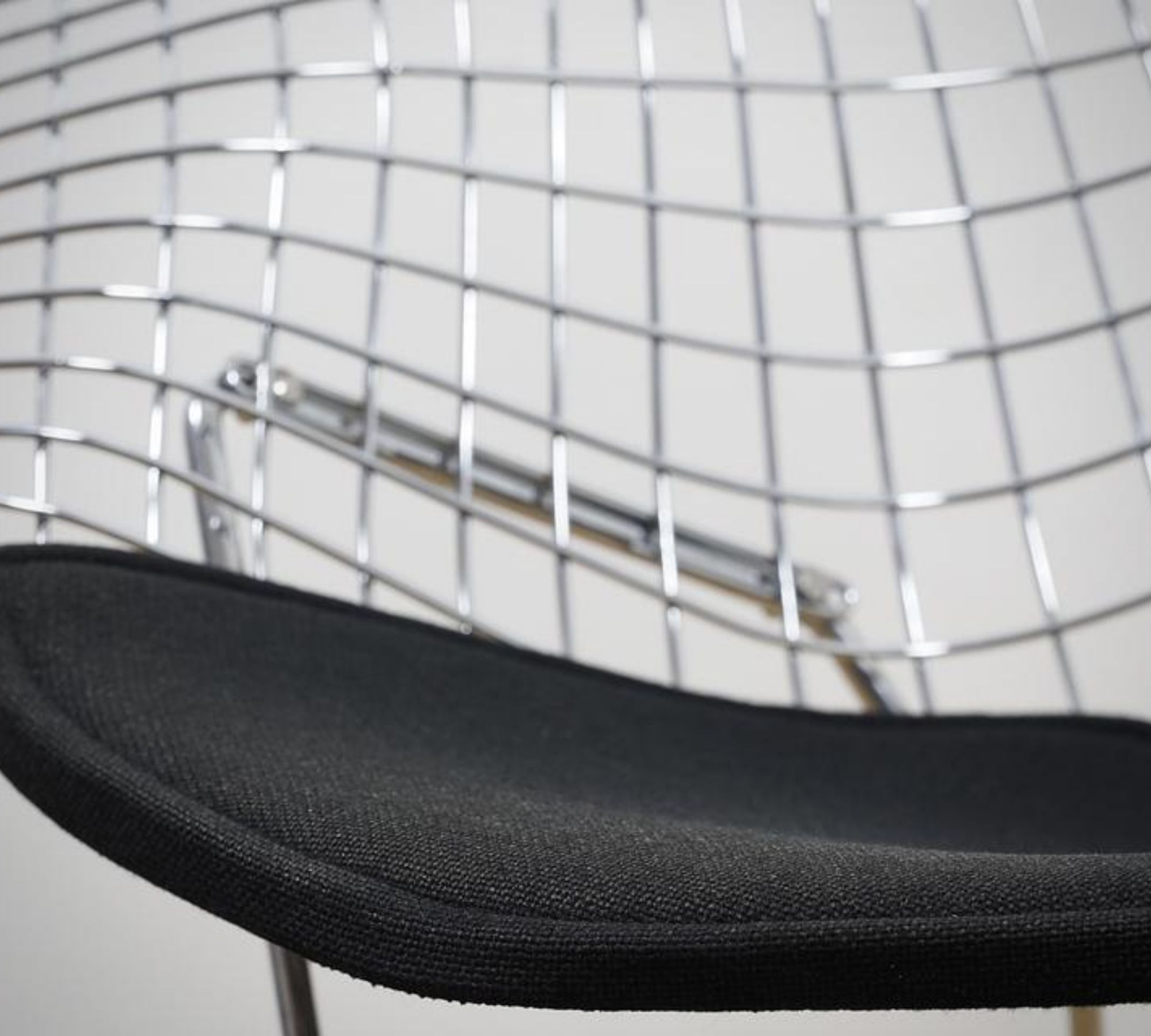 Bertoia Diamond Chair Silver with black cushion