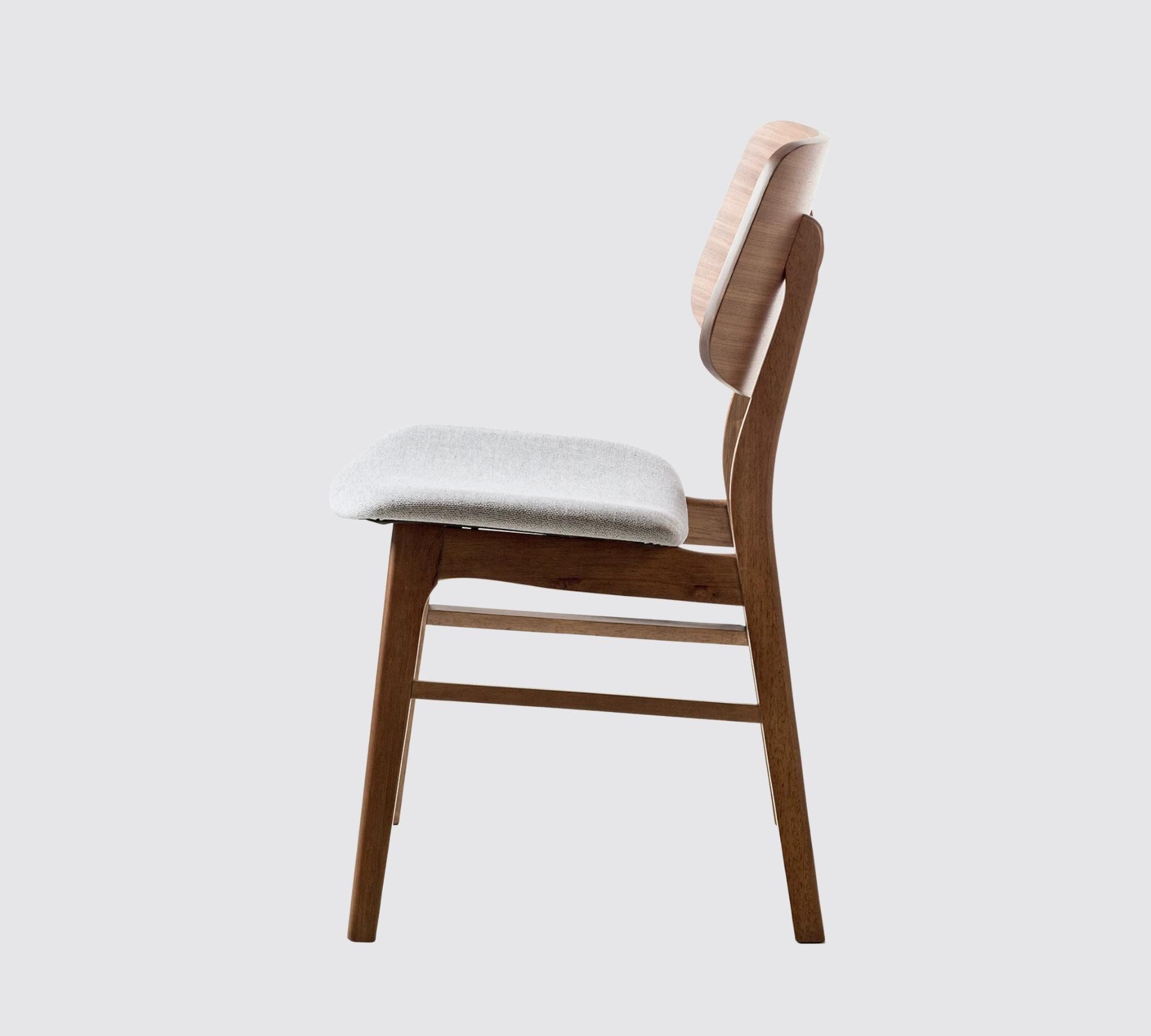 2x Dining chair Rubberwood and textile grey