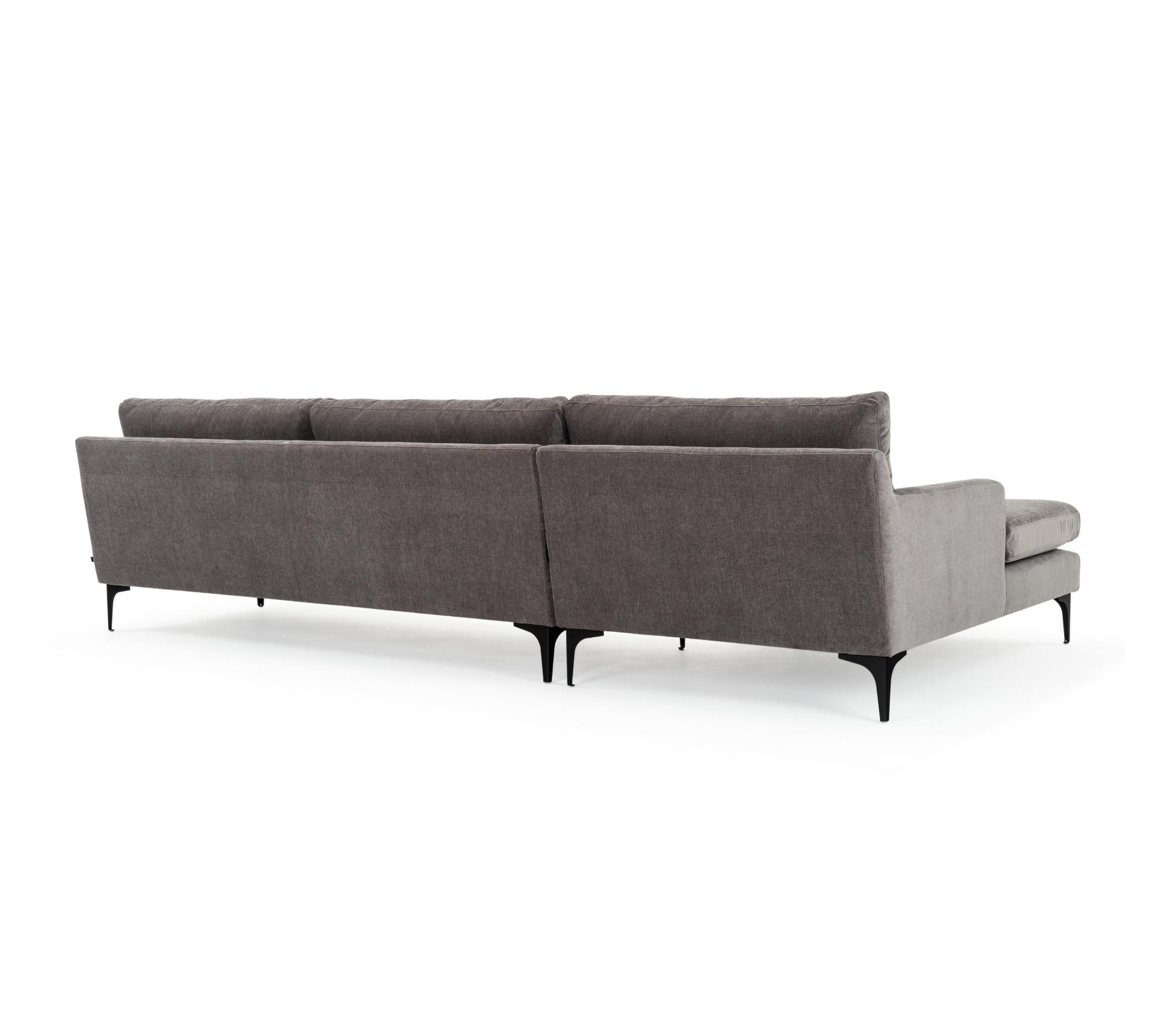 Astha 3-Sitzer Sofa Récamiere Links Danny Steel Grey